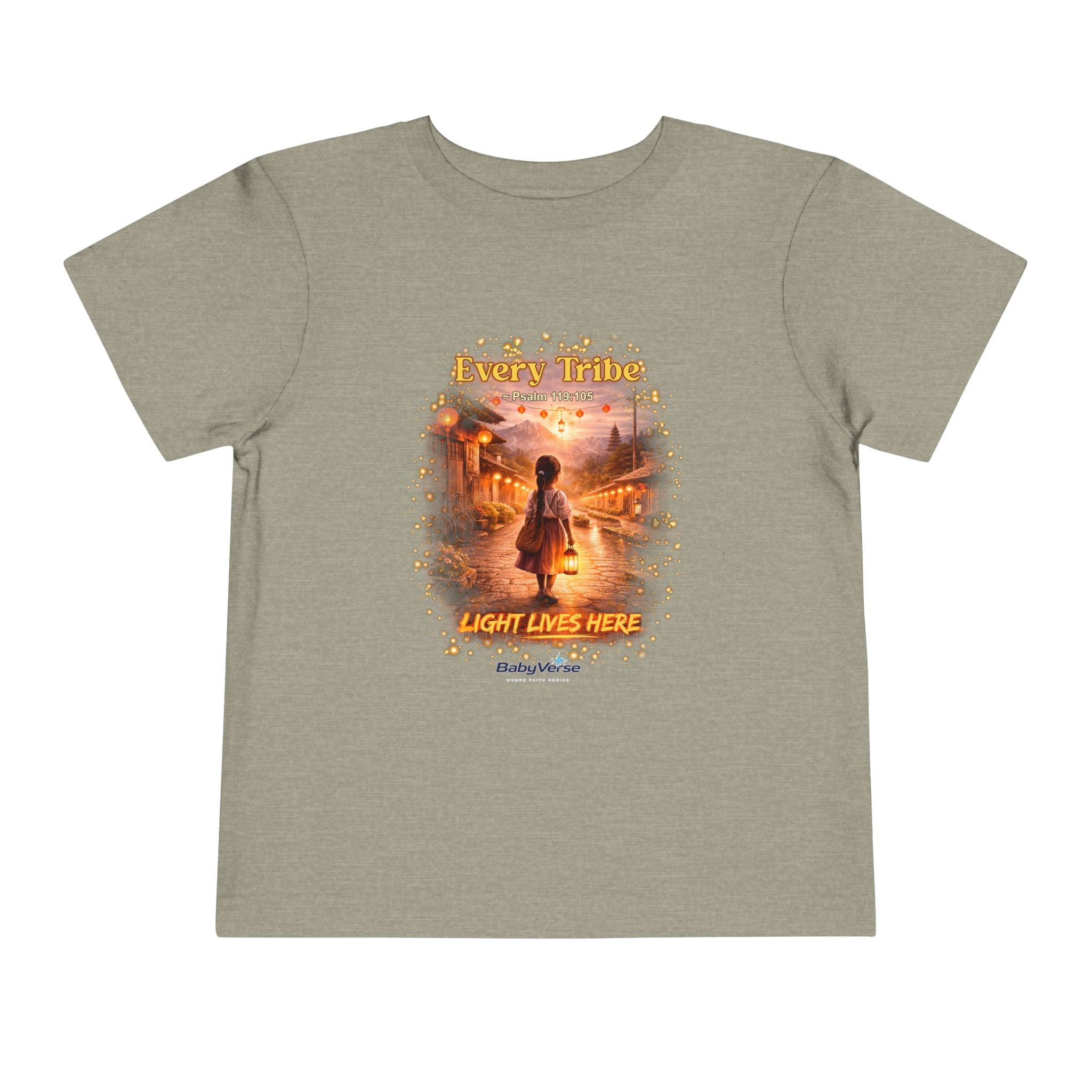 Toddler Tee — “Light Lives Here” Inspirational Christian Tee | Psalm 119:105 Faith Shirt for Kids