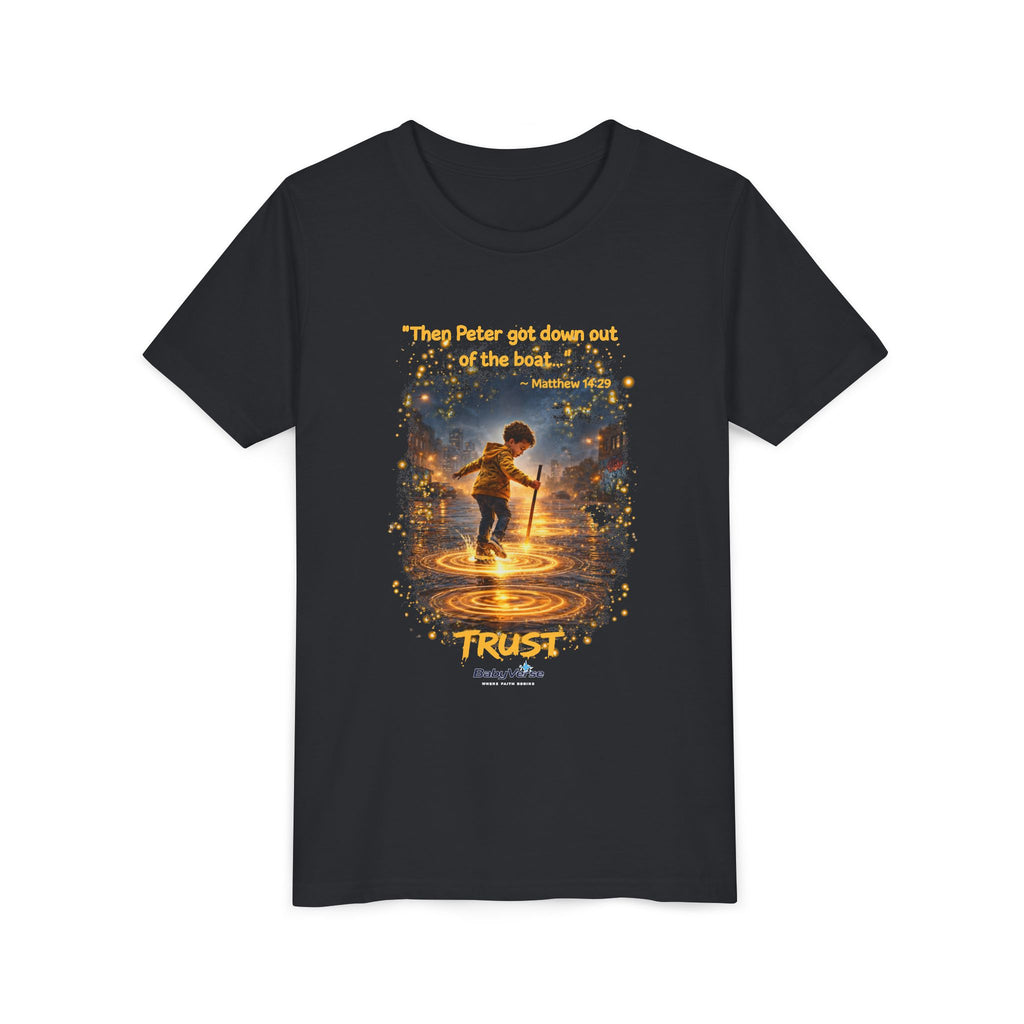 Youth Christian T-Shirt “Trust” | Matthew 14:29 Faith Kids Shirt | Inspirational Youth Tee