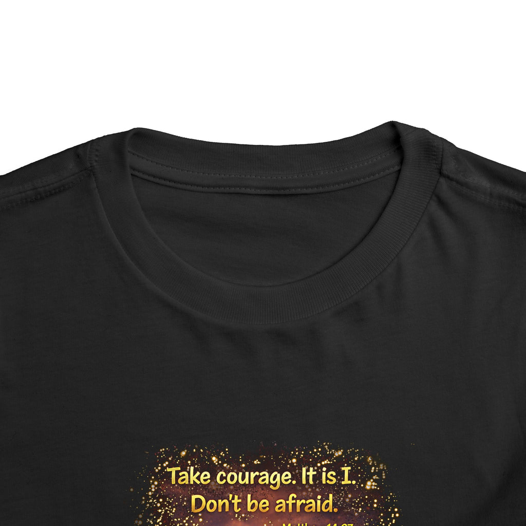 Toddler Tee — “Step in Faith” Inspirational Christian Tee | Matthew 14:27 Bible Verse Faith Shirt for Kids