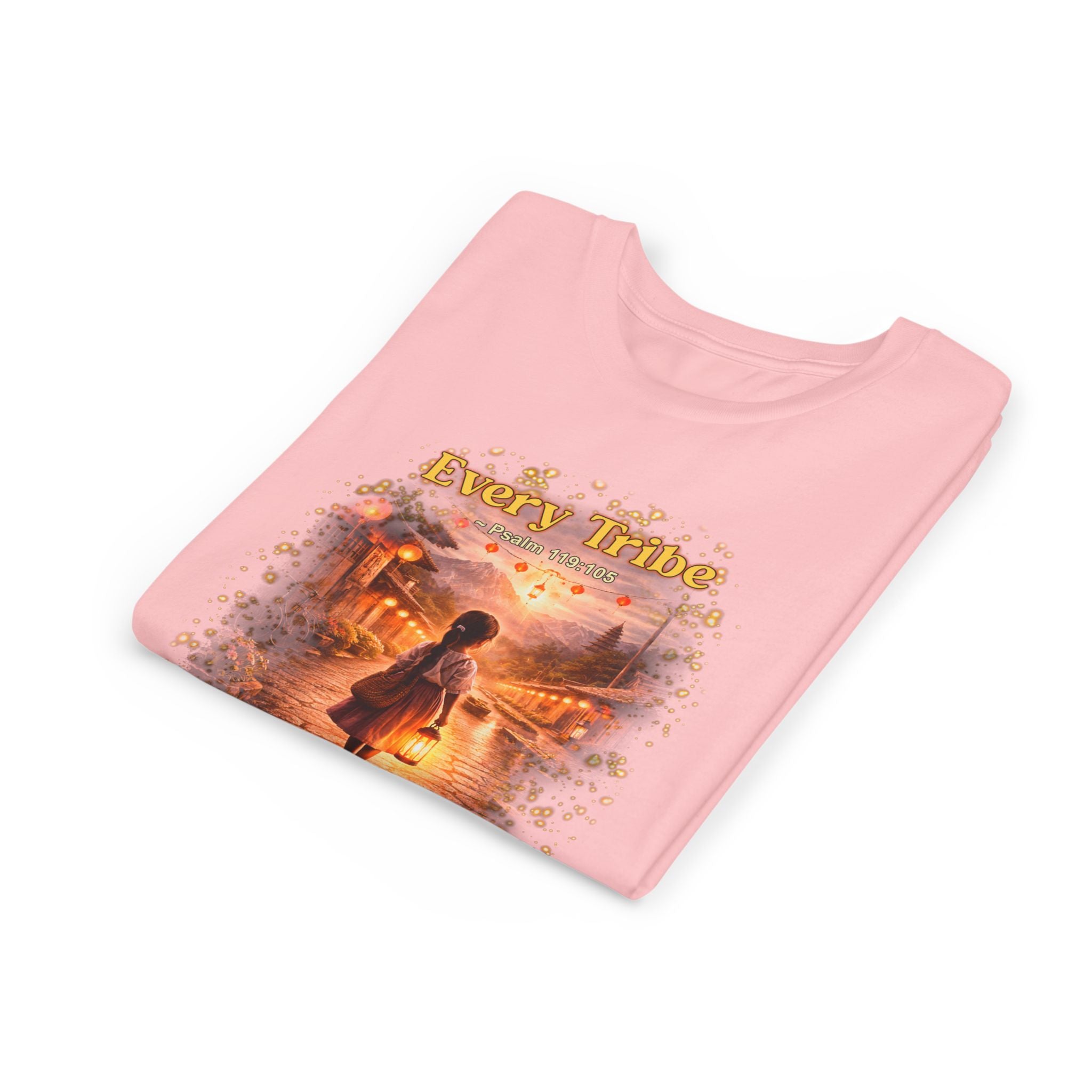 Youth Christian T-Shirt “Light Lives Here” | Psalm 119:105 Faith Kids Shirt | Inspirational Youth Tee
