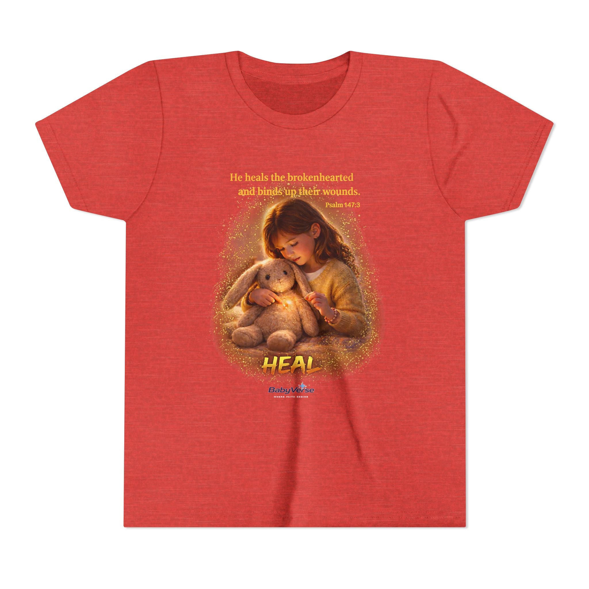 Youth Christian T-Shirt “Heal” | Psalm 148:3 Faith Based Kids Shirt | Inspirational Bible Verse Youth Tee