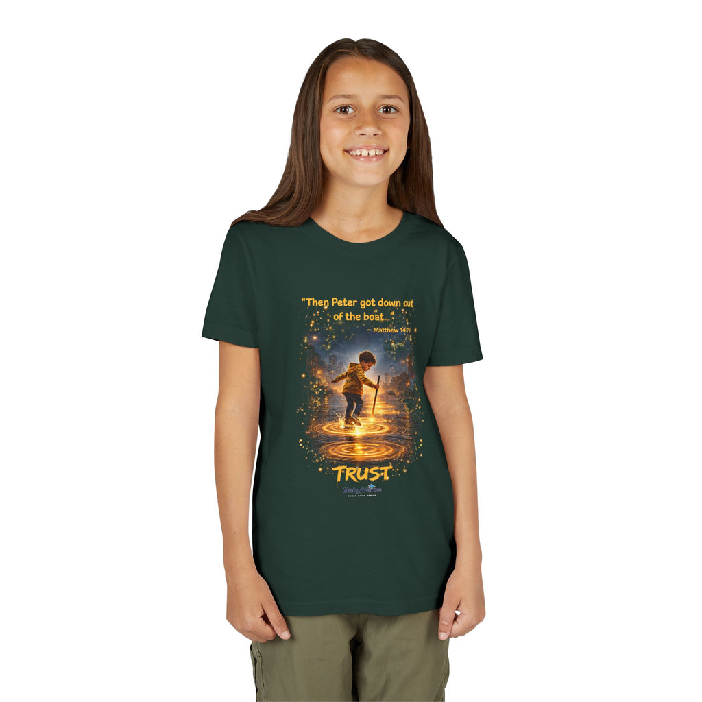 Youth Christian T-Shirt “Trust” | Matthew 14:29 Faith Kids Shirt | Inspirational Youth Tee