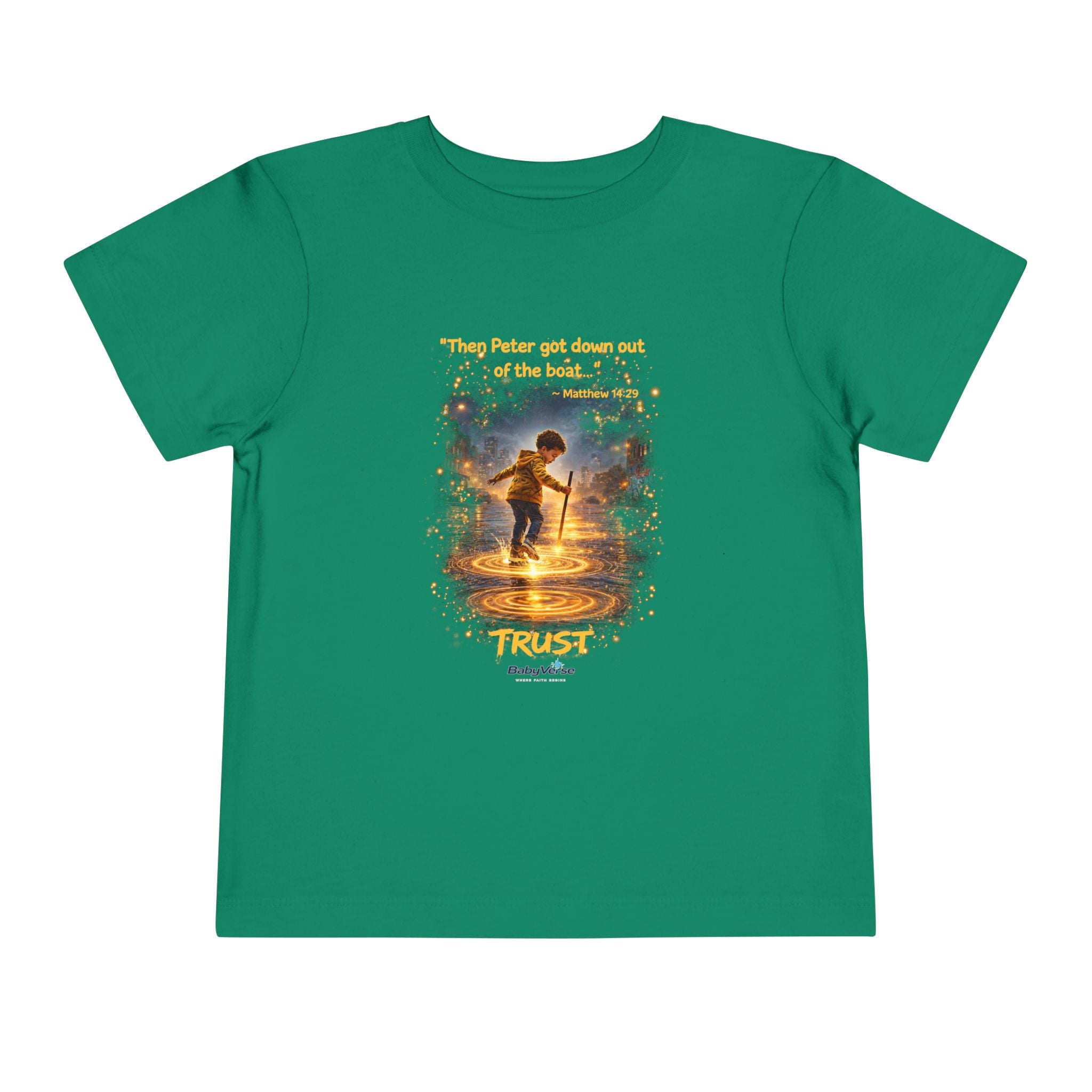 Toddler Tee — “Trust” Inspirational Christian Tee | Matthew 14:29 Faith Shirt for Kids