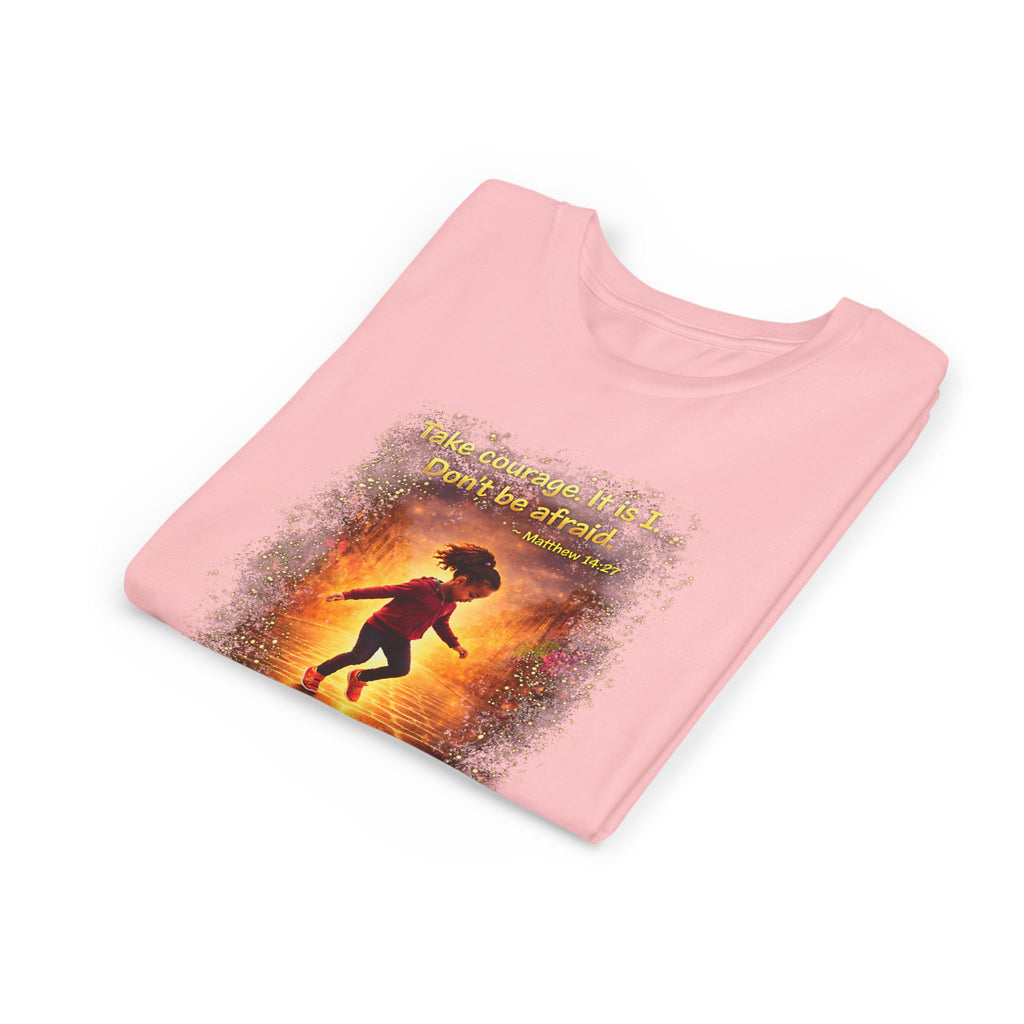 Youth Christian T-Shirt “Step in Faith” | Matthew 14:27 Kids Faith Shirt | Inspirational Bible Verse Youth Tee