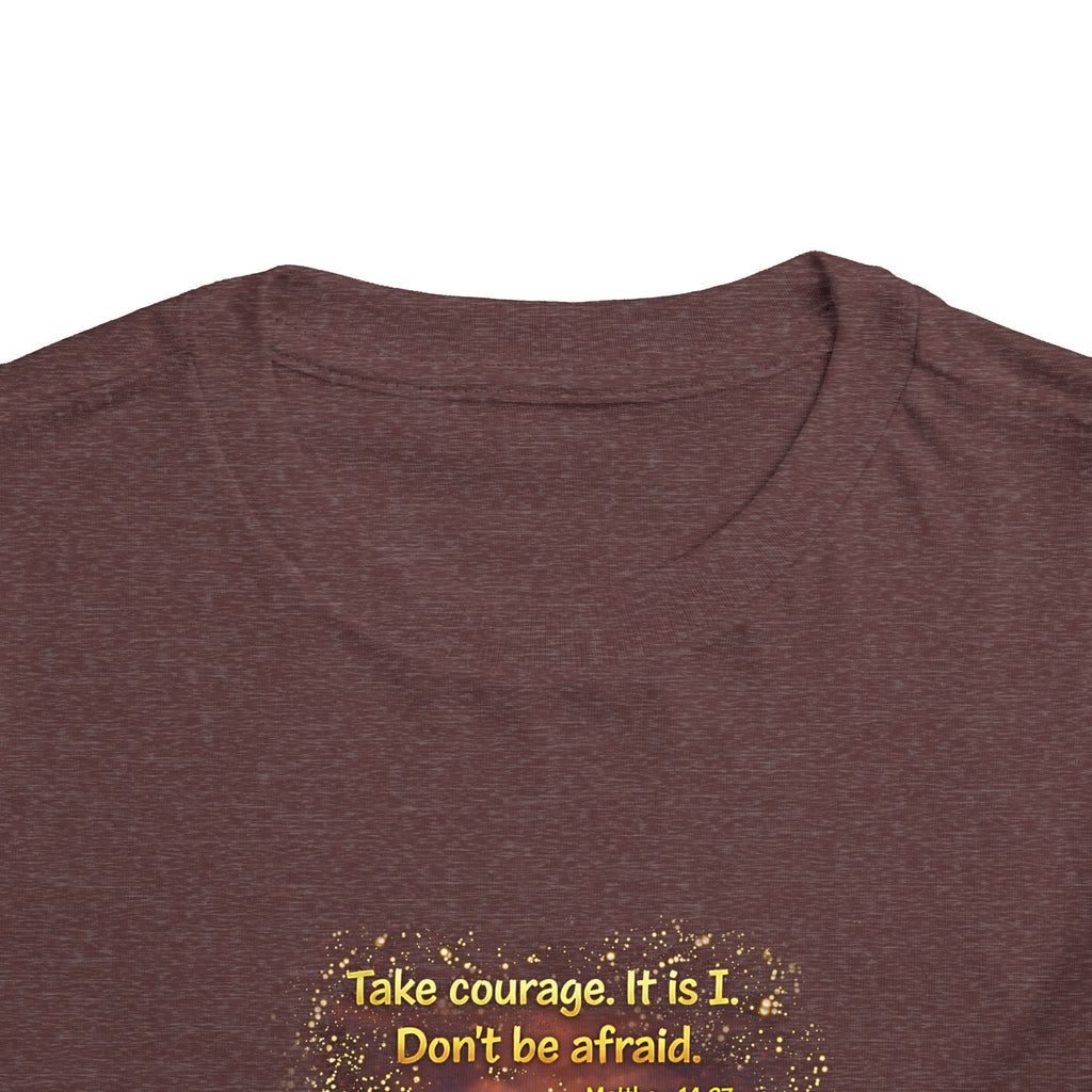 Toddler Tee — “Step in Faith” Inspirational Christian Tee | Matthew 14:27 Bible Verse Faith Shirt for Kids