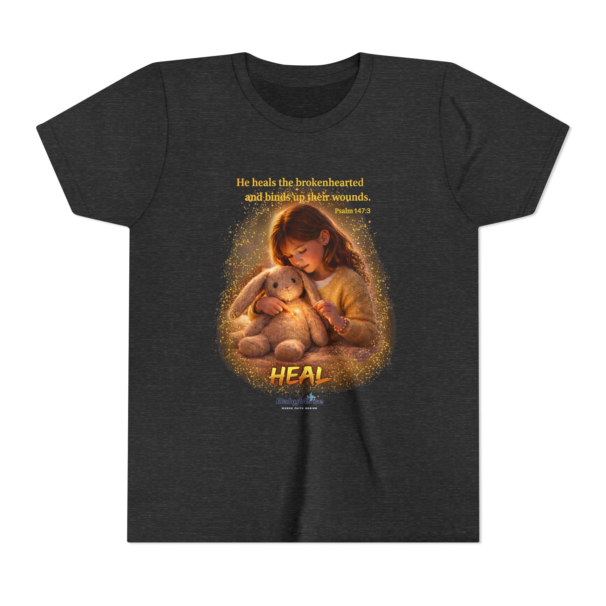 Youth Christian T-Shirt “Heal” | Psalm 148:3 Faith Based Kids Shirt | Inspirational Bible Verse Youth Tee