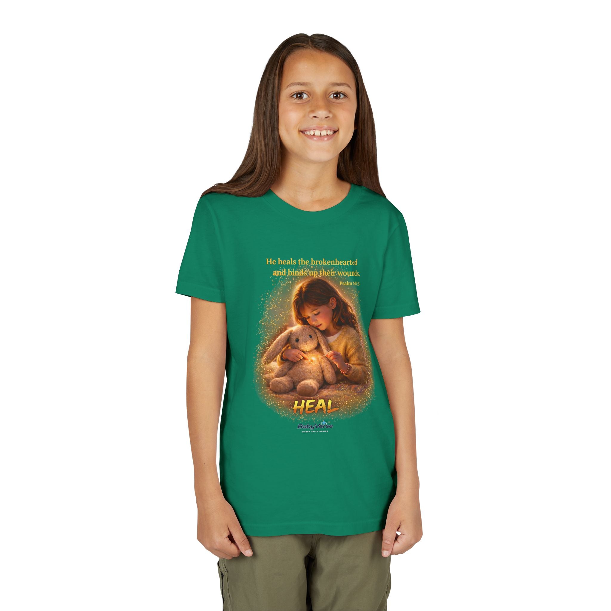 Youth Christian T-Shirt “Heal” | Psalm 148:3 Faith Based Kids Shirt | Inspirational Bible Verse Youth Tee