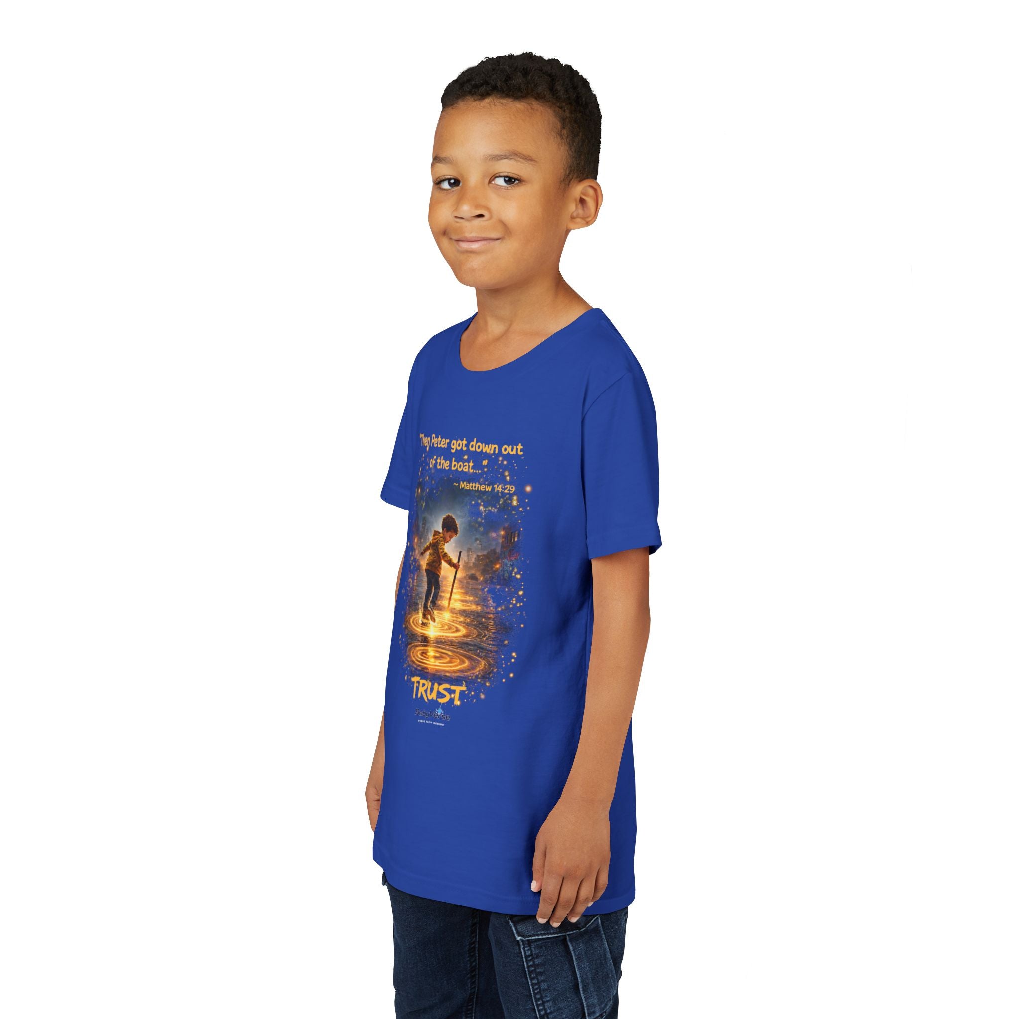 Youth Christian T-Shirt “Trust” | Matthew 14:29 Faith Kids Shirt | Inspirational Youth Tee