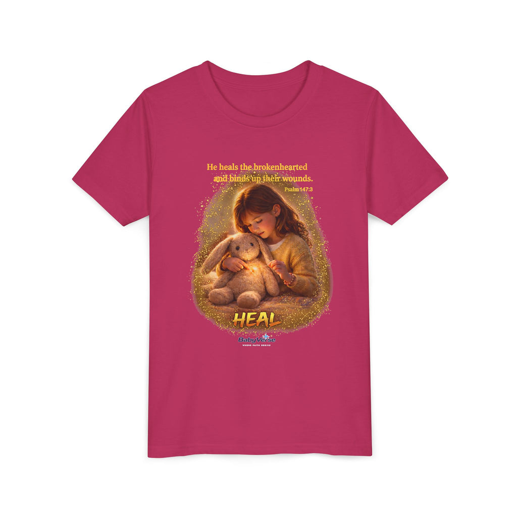 Youth Christian T-Shirt “Heal” | Psalm 148:3 Faith Based Kids Shirt | Inspirational Bible Verse Youth Tee