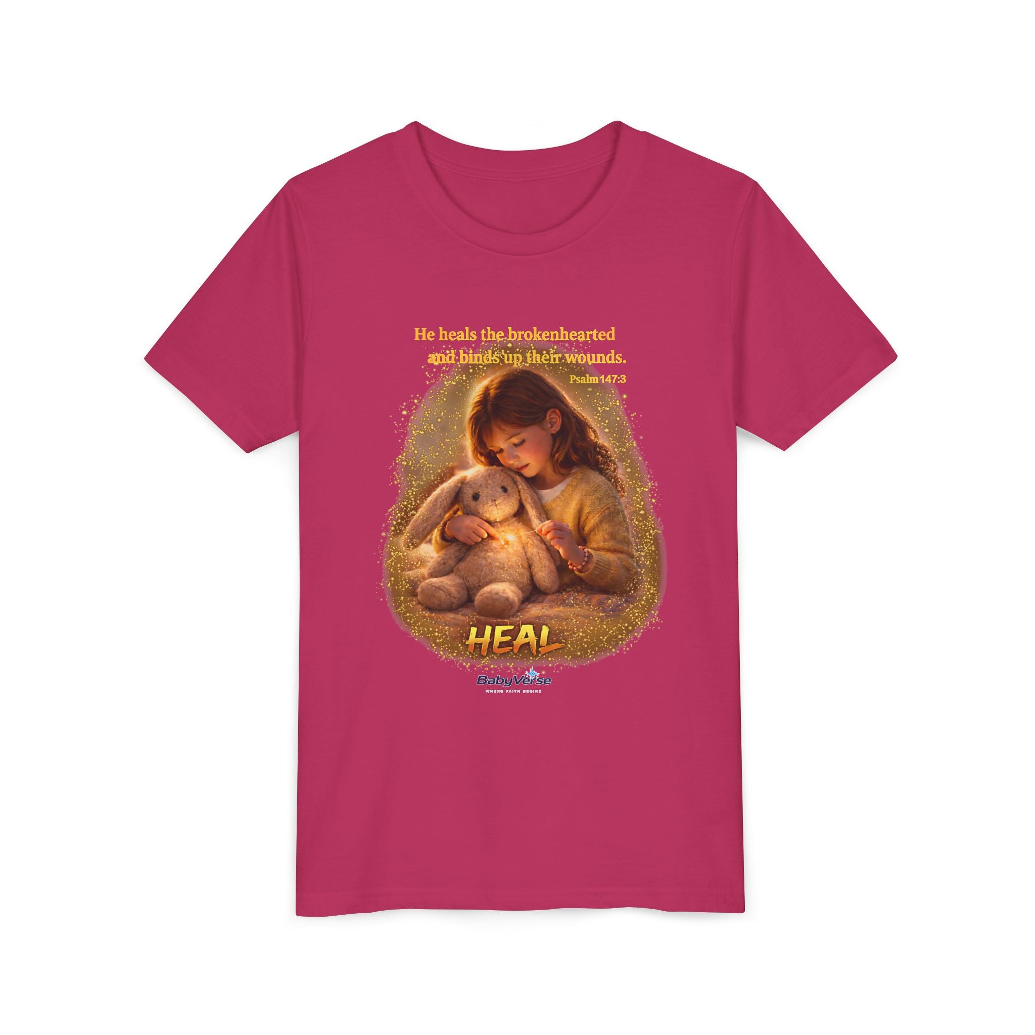 Youth Christian T-Shirt “Heal” | Psalm 148:3 Faith Based Kids Shirt | Inspirational Bible Verse Youth Tee