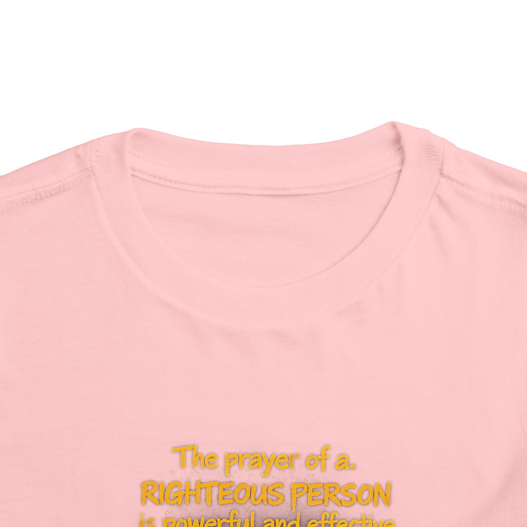 Toddler Tee — “Pray” Inspirational Christian Tee | James 5:16 Bible Verse Faith Shirt for Kids