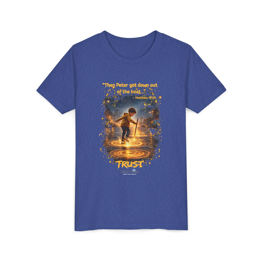 Youth Christian T-Shirt “Trust” | Matthew 14:29 Faith Kids Shirt | Inspirational Youth Tee