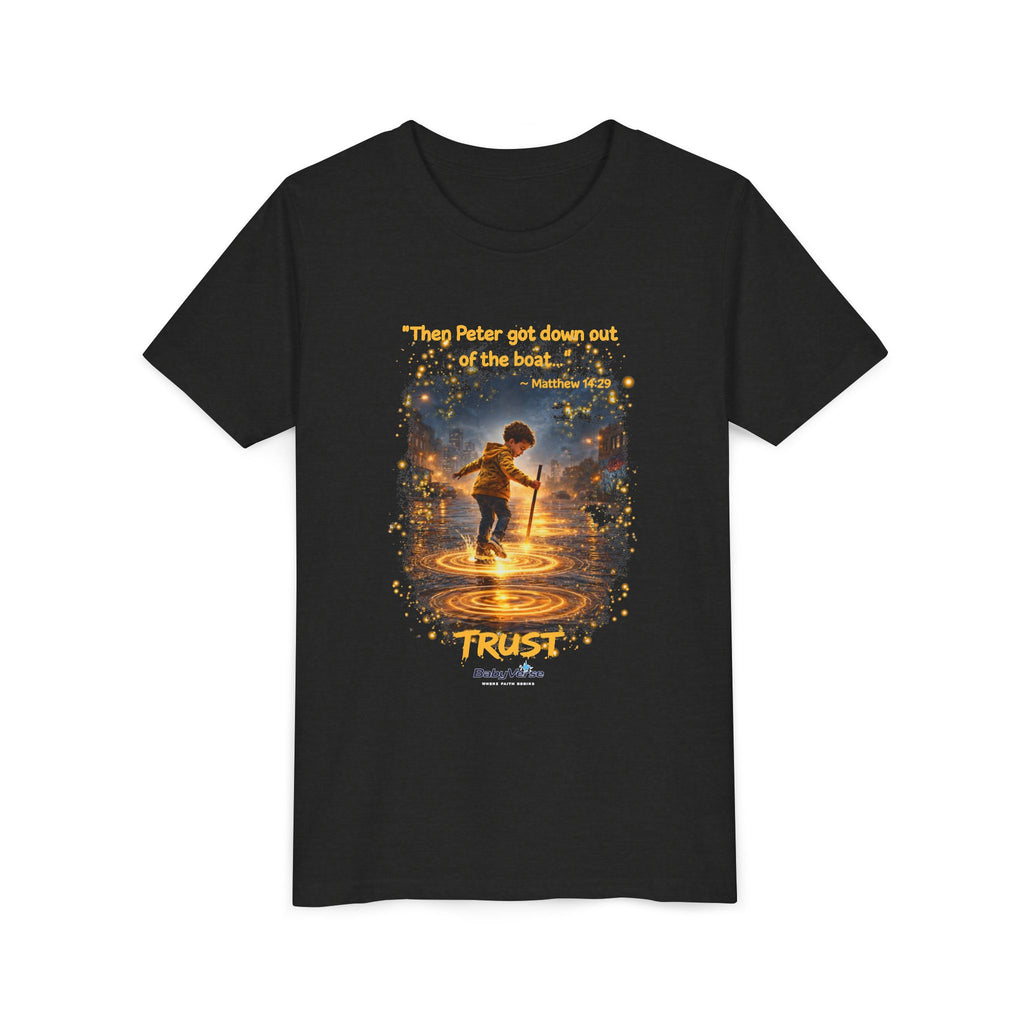 Youth Christian T-Shirt “Trust” | Matthew 14:29 Faith Kids Shirt | Inspirational Youth Tee