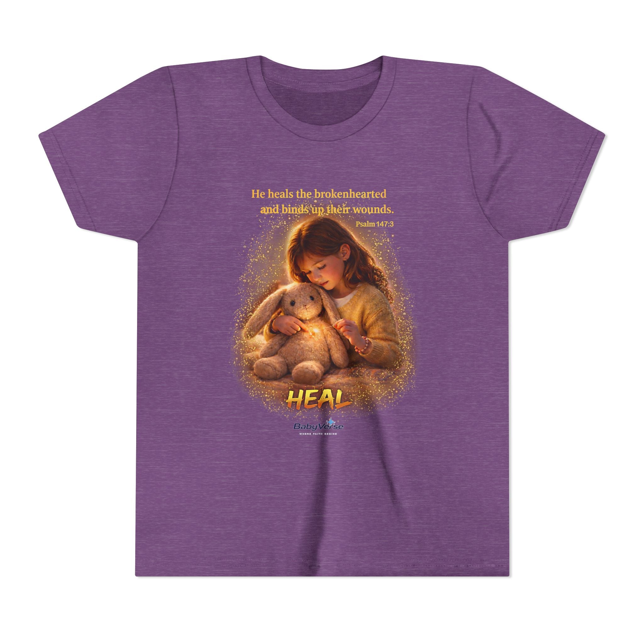 Youth Christian T-Shirt “Heal” | Psalm 148:3 Faith Based Kids Shirt | Inspirational Bible Verse Youth Tee