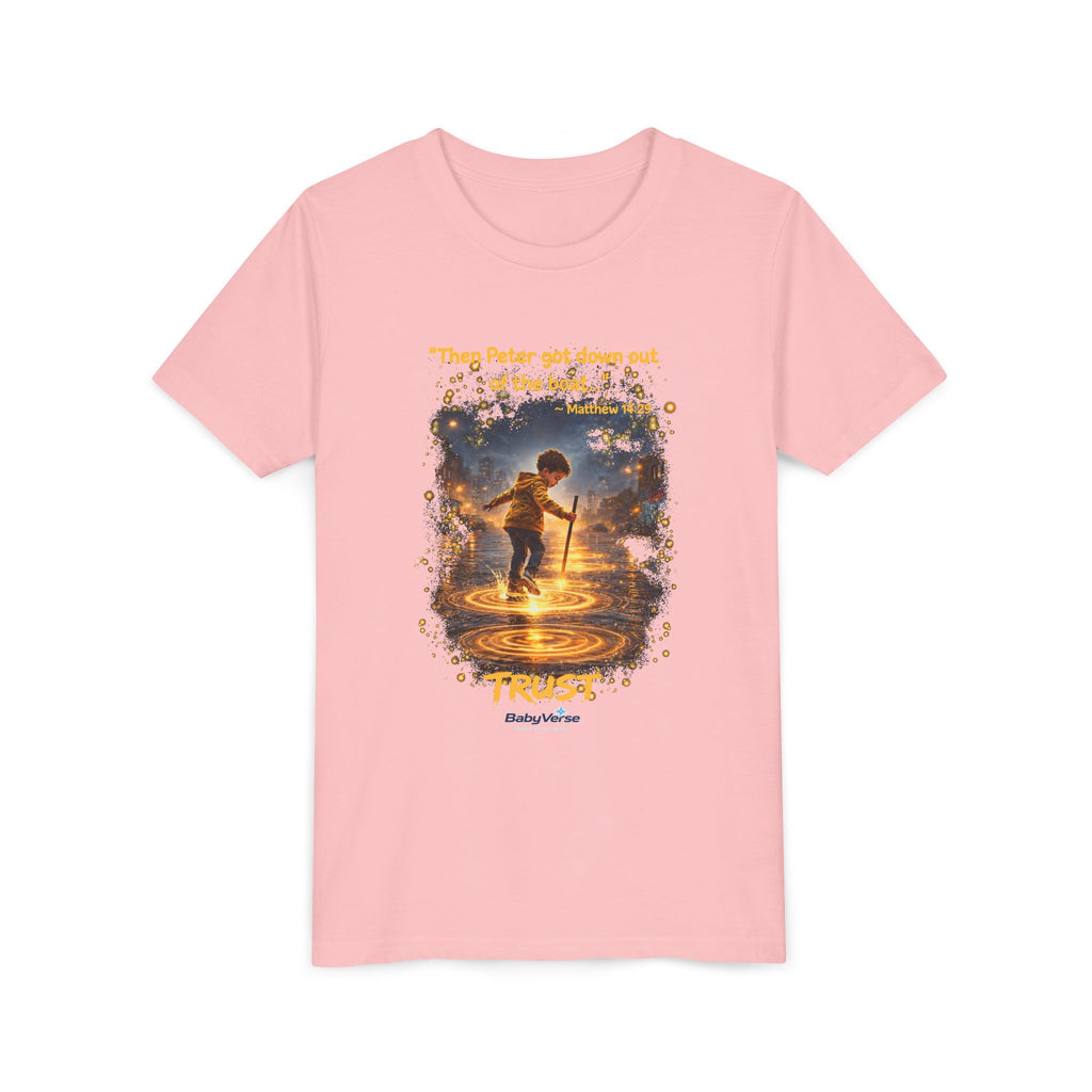 Youth Christian T-Shirt “Trust” | Matthew 14:29 Faith Kids Shirt | Inspirational Youth Tee