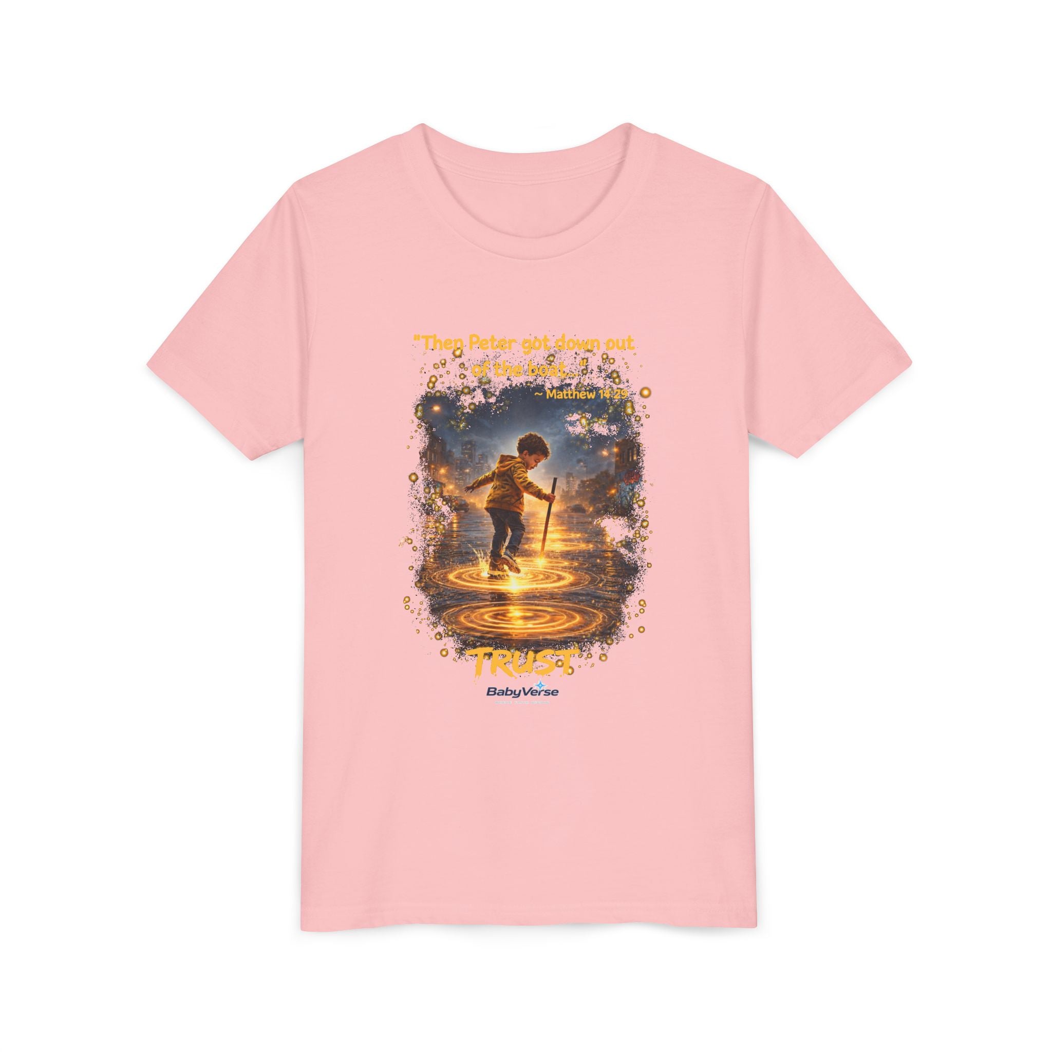 Youth Christian T-Shirt “Trust” | Matthew 14:29 Faith Kids Shirt | Inspirational Youth Tee