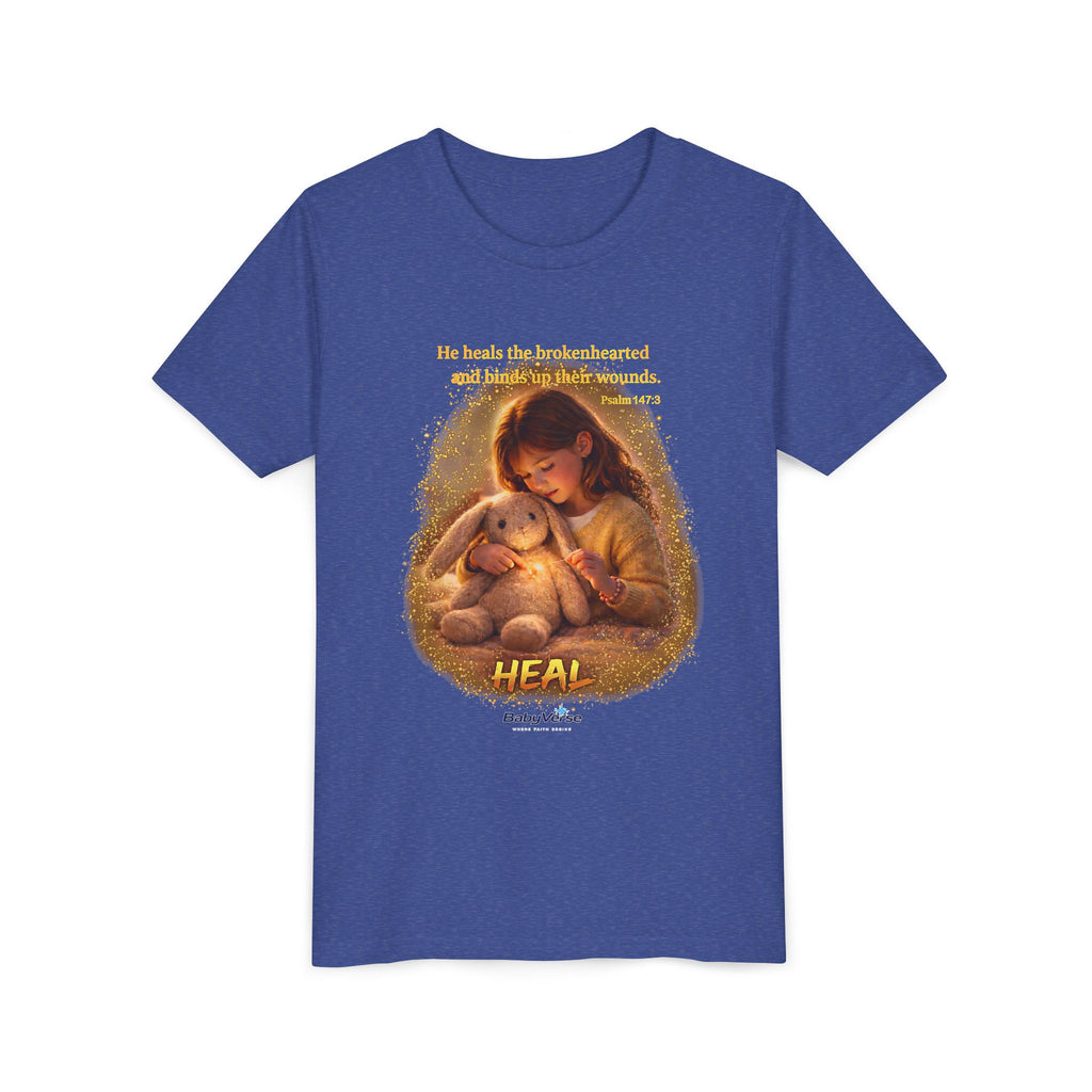 Youth Christian T-Shirt “Heal” | Psalm 148:3 Faith Based Kids Shirt | Inspirational Bible Verse Youth Tee
