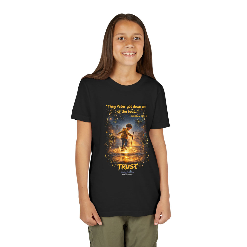 Youth Christian T-Shirt “Trust” | Matthew 14:29 Faith Kids Shirt | Inspirational Youth Tee