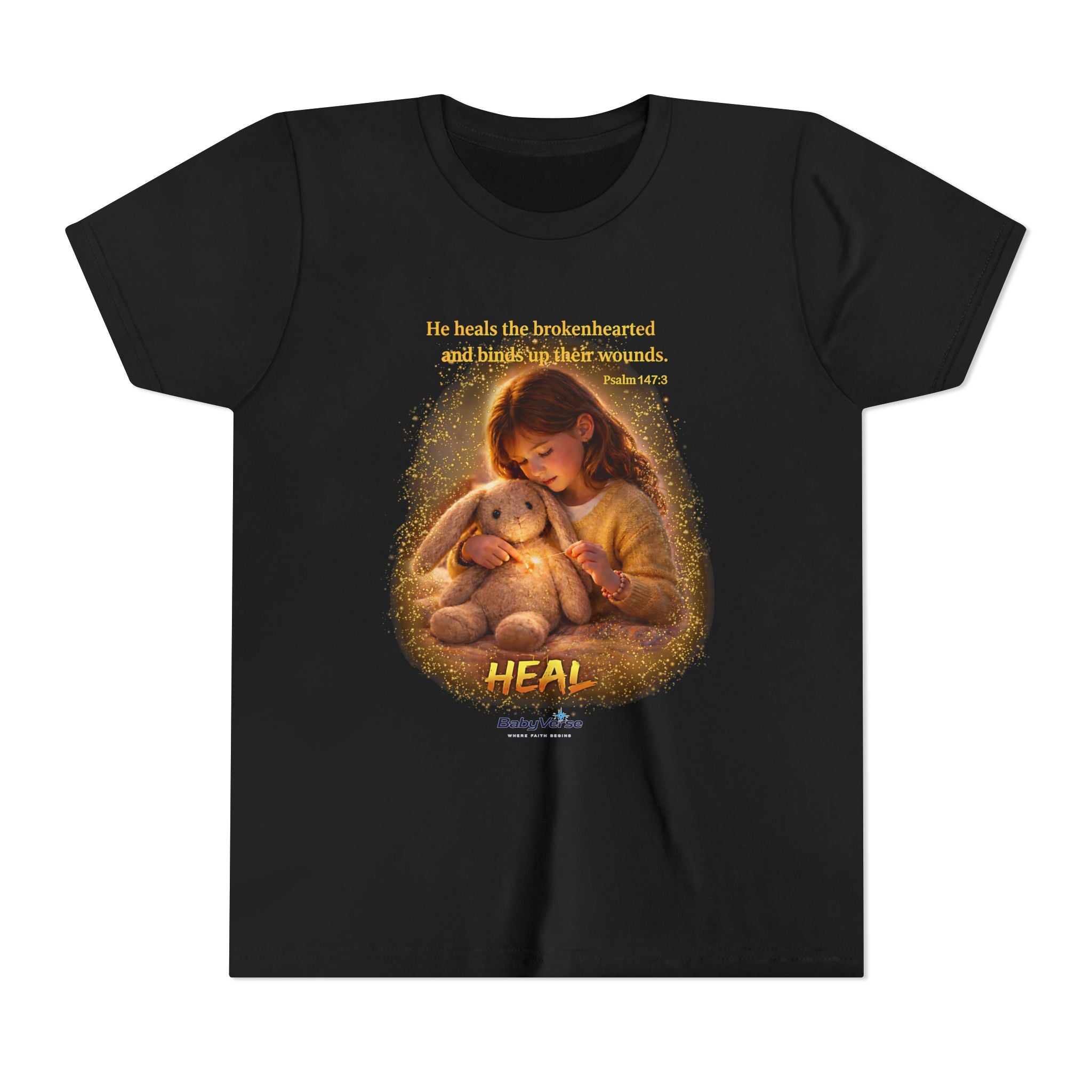 Youth Christian T-Shirt “Heal” | Psalm 148:3 Faith Based Kids Shirt | Inspirational Bible Verse Youth Tee