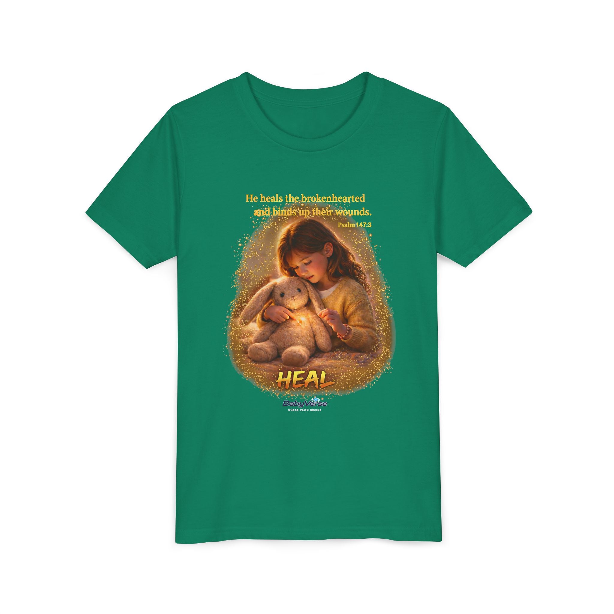 Youth Christian T-Shirt “Heal” | Psalm 148:3 Faith Based Kids Shirt | Inspirational Bible Verse Youth Tee