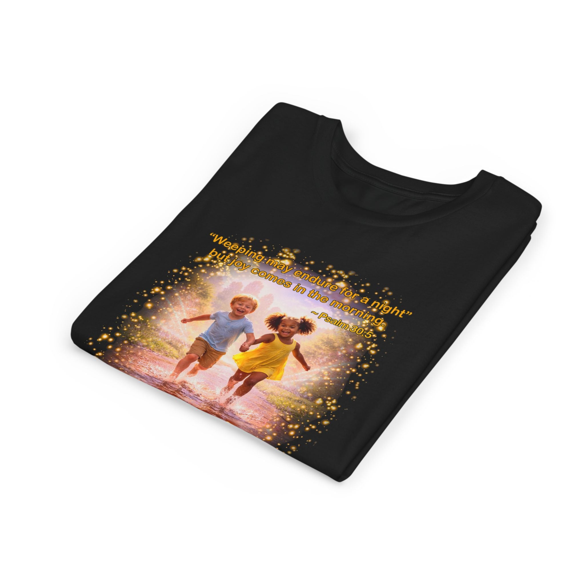Youth Christian T-Shirt “Joy” | Psalm 30:5 Faith Kids Shirt | Inspirational Bible Verse Youth Tee