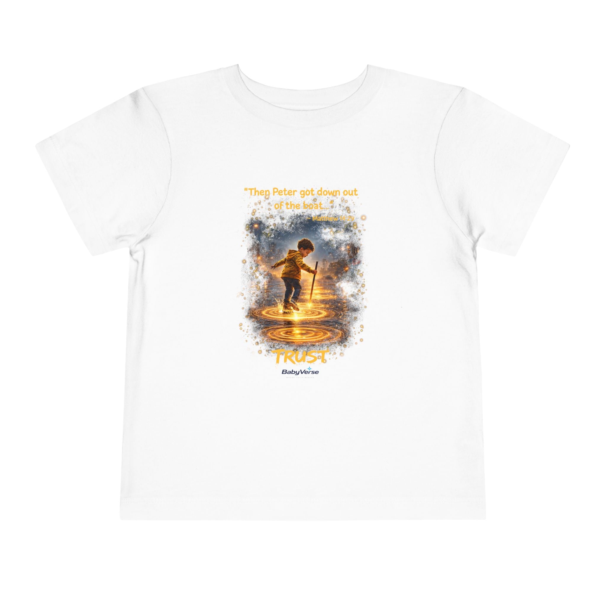 Toddler Tee — “Trust” Inspirational Christian Tee | Matthew 14:29 Faith Shirt for Kids