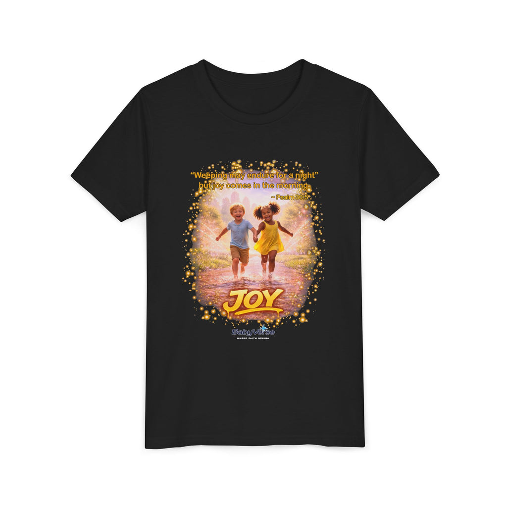Youth Christian T-Shirt “Joy” | Psalm 30:5 Faith Kids Shirt | Inspirational Bible Verse Youth Tee