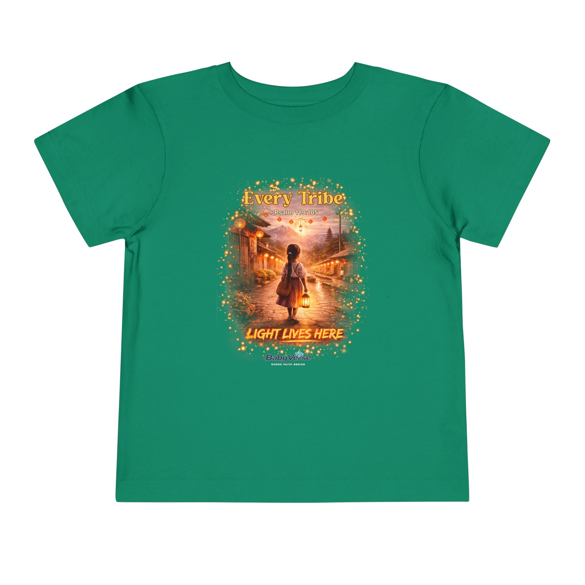 Toddler Tee — “Light Lives Here” Inspirational Christian Tee | Psalm 119:105 Faith Shirt for Kids