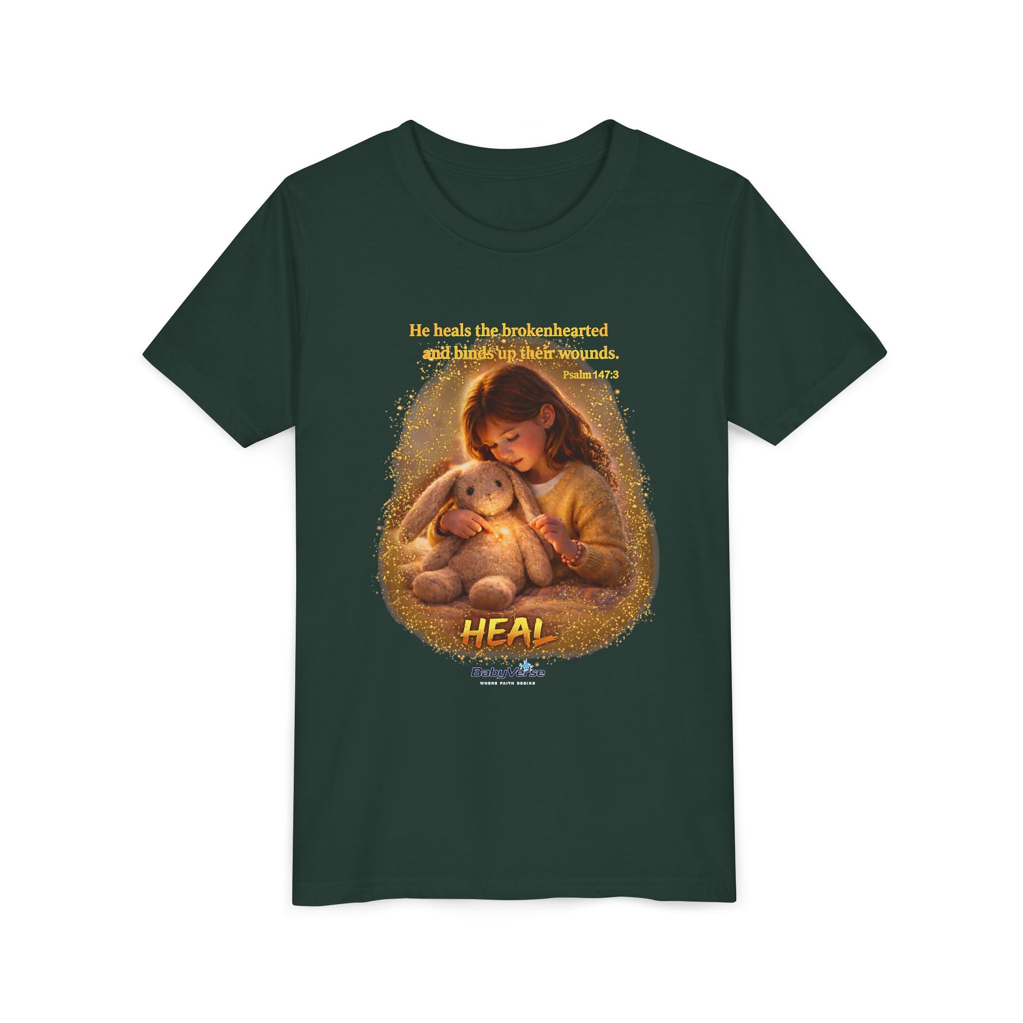 Youth Christian T-Shirt “Heal” | Psalm 148:3 Faith Based Kids Shirt | Inspirational Bible Verse Youth Tee
