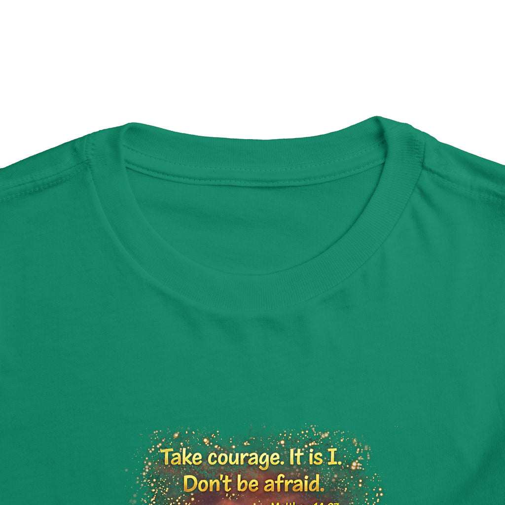Toddler Tee — “Step in Faith” Inspirational Christian Tee | Matthew 14:27 Bible Verse Faith Shirt for Kids