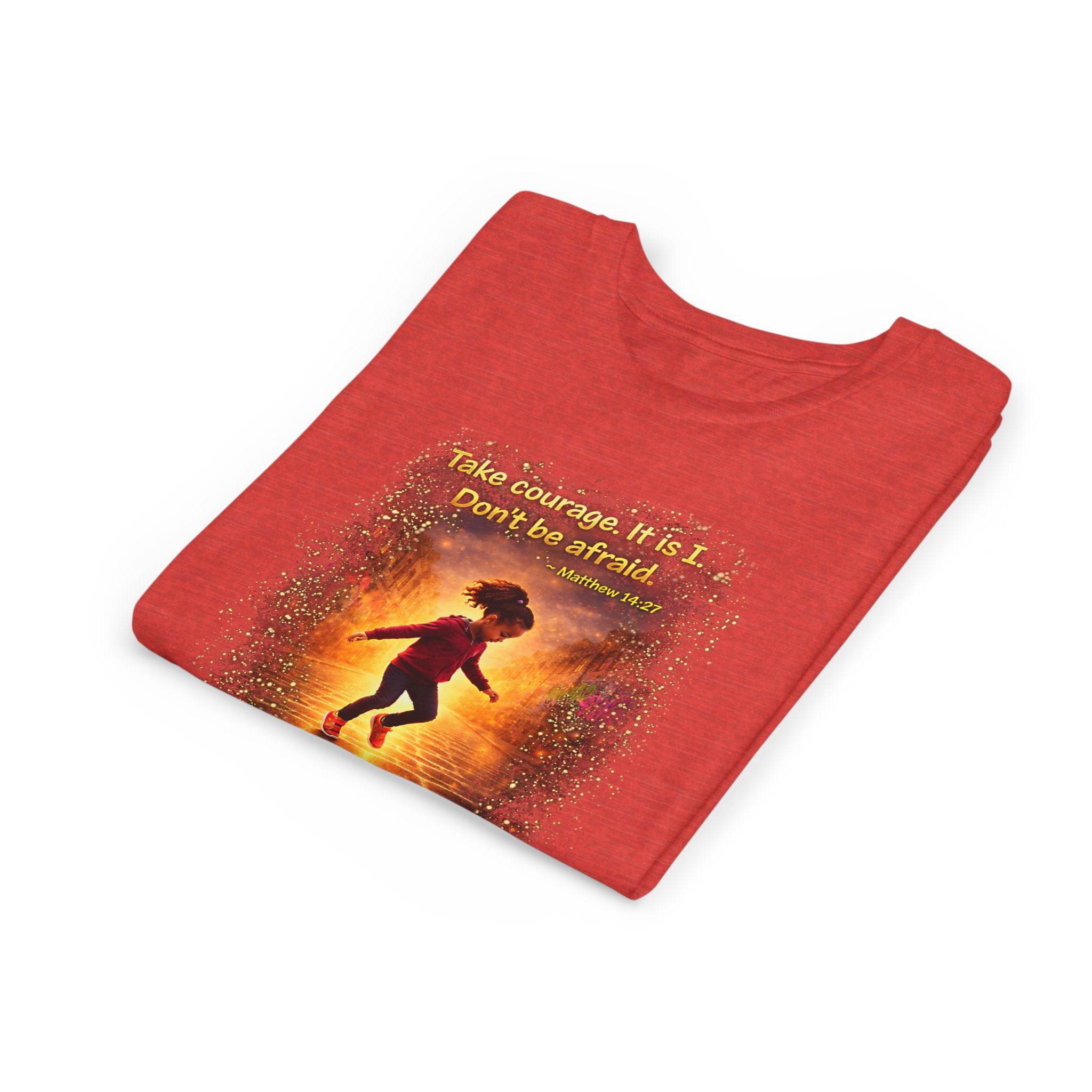 Youth Christian T-Shirt “Step in Faith” | Matthew 14:27 Kids Faith Shirt | Inspirational Bible Verse Youth Tee