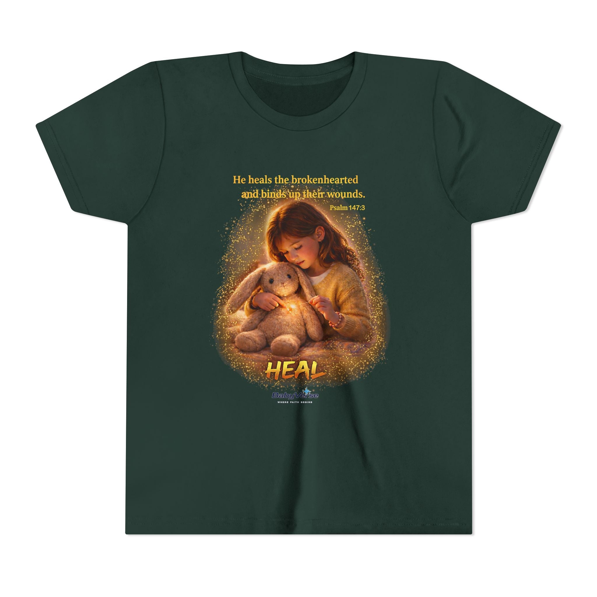 Youth Christian T-Shirt “Heal” | Psalm 148:3 Faith Based Kids Shirt | Inspirational Bible Verse Youth Tee
