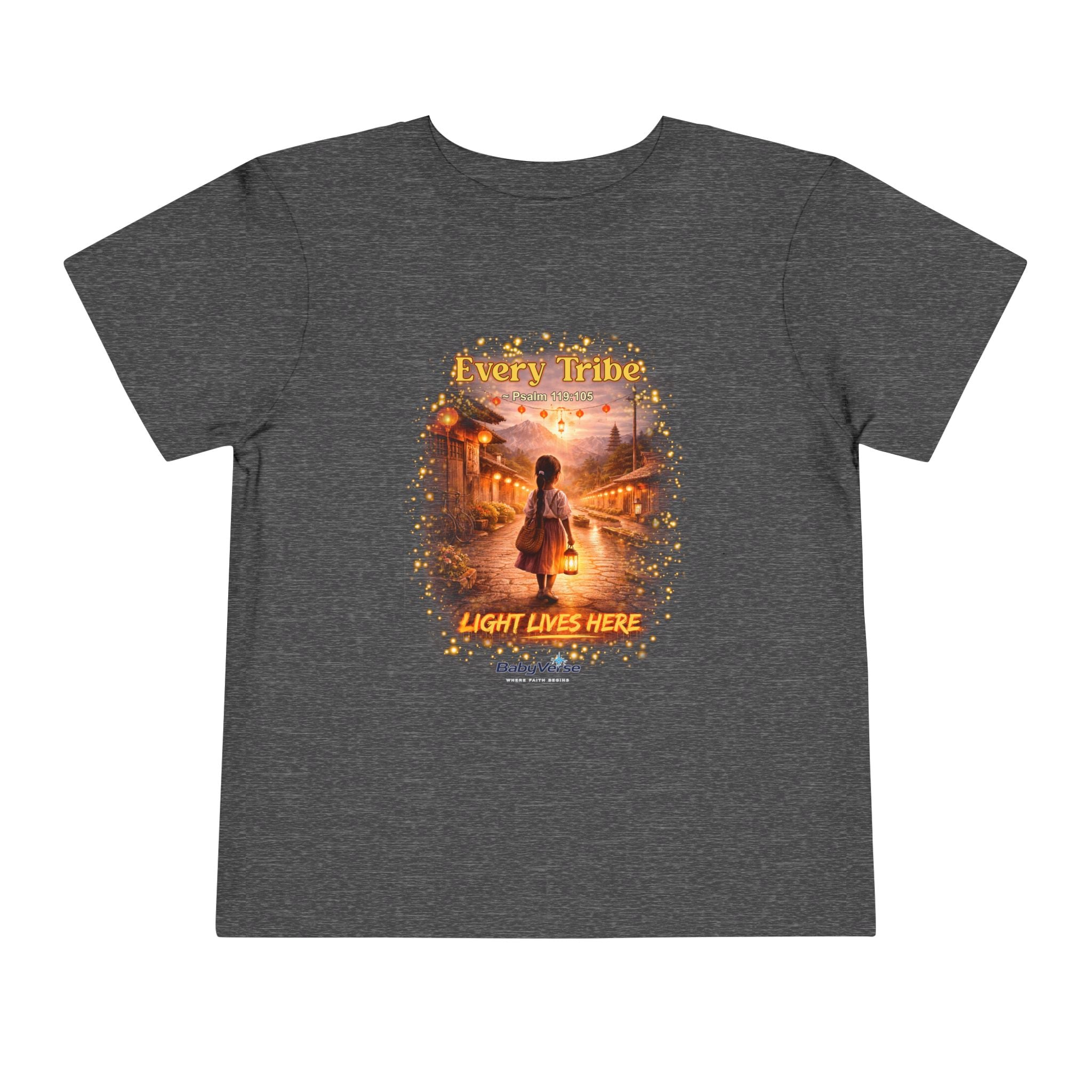 Toddler Tee — “Light Lives Here” Inspirational Christian Tee | Psalm 119:105 Faith Shirt for Kids