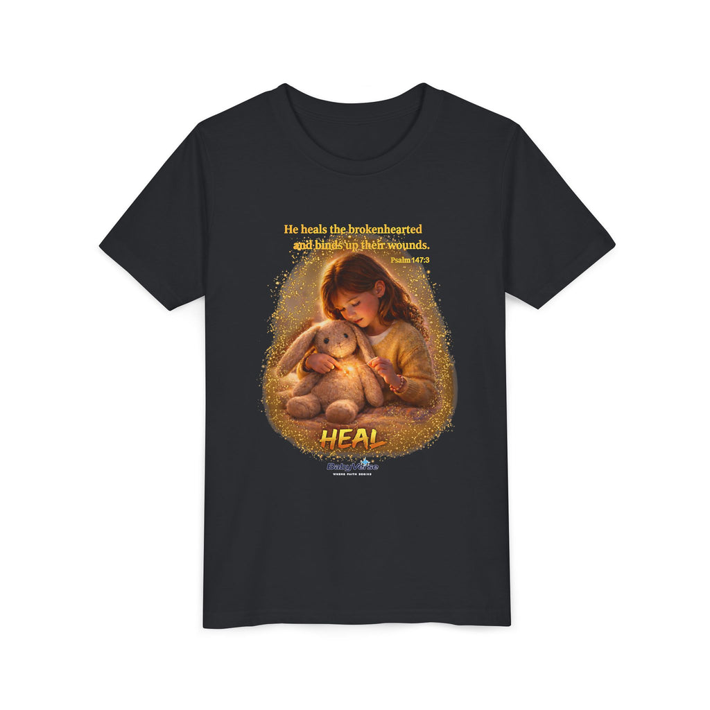 Youth Christian T-Shirt “Heal” | Psalm 148:3 Faith Based Kids Shirt | Inspirational Bible Verse Youth Tee