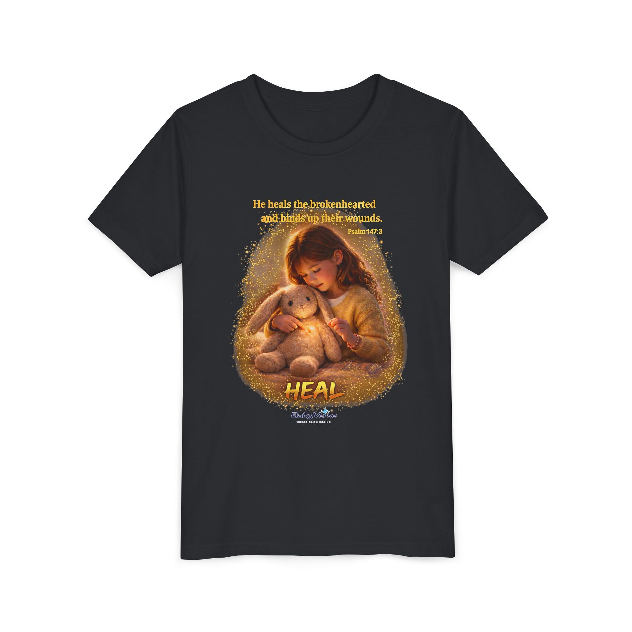 Youth Christian T-Shirt “Heal” | Psalm 148:3 Faith Based Kids Shirt | Inspirational Bible Verse Youth Tee
