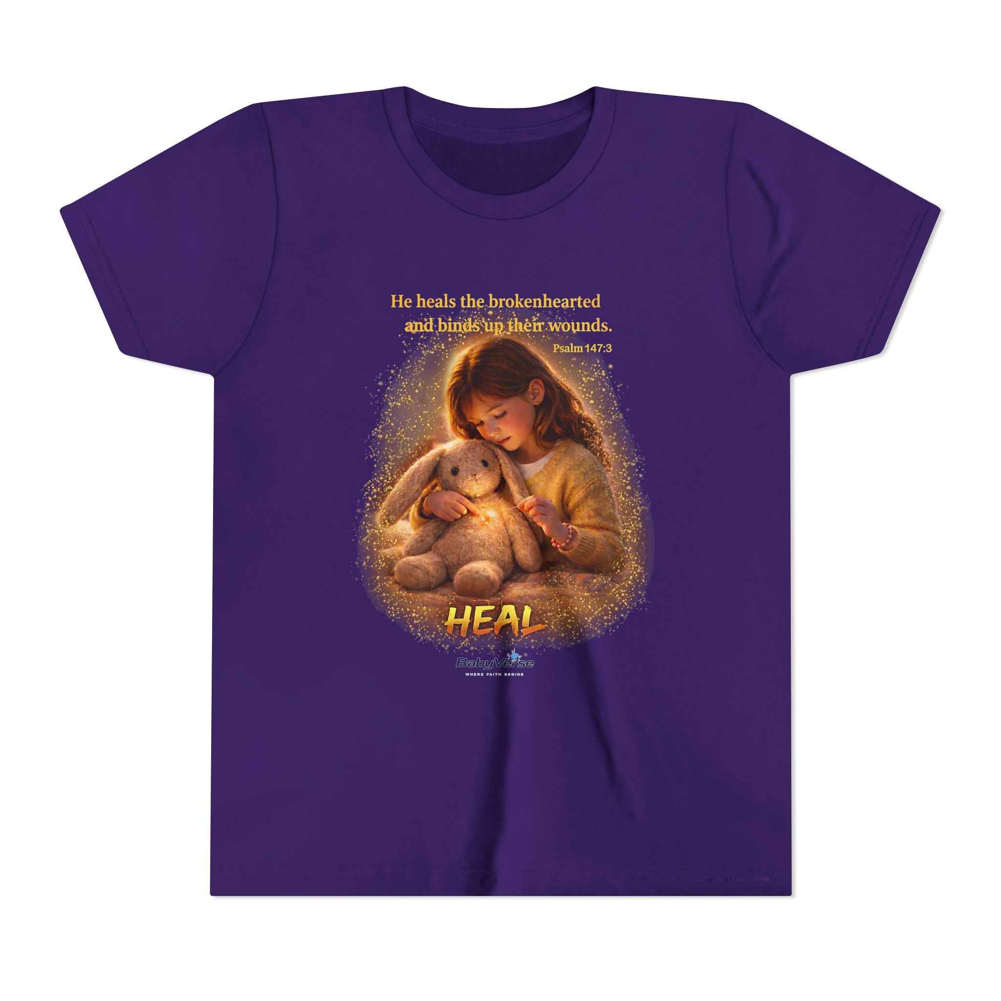 Youth Christian T-Shirt “Heal” | Psalm 148:3 Faith Based Kids Shirt | Inspirational Bible Verse Youth Tee