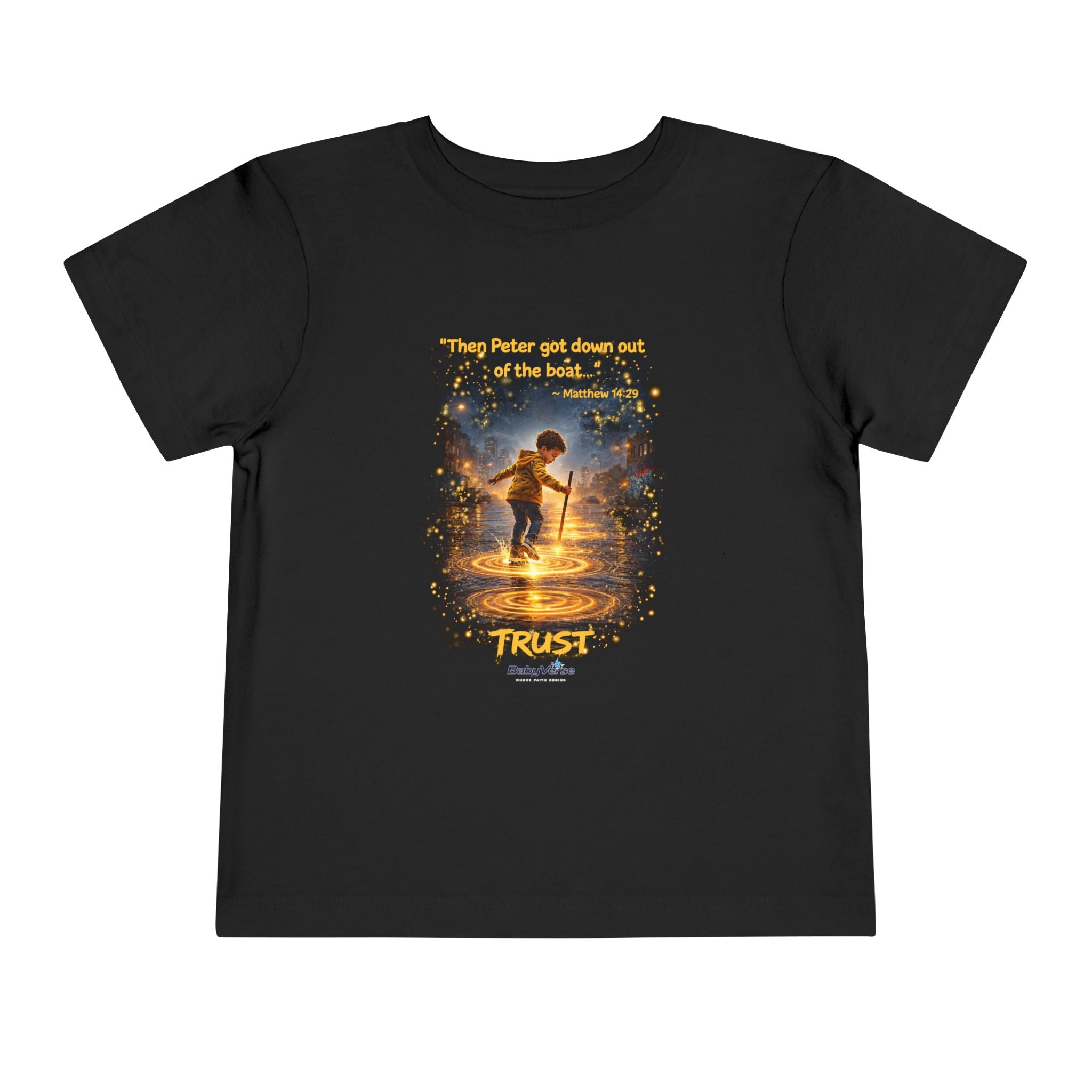 Toddler Tee — “Trust” Inspirational Christian Tee | Matthew 14:29 Faith Shirt for Kids