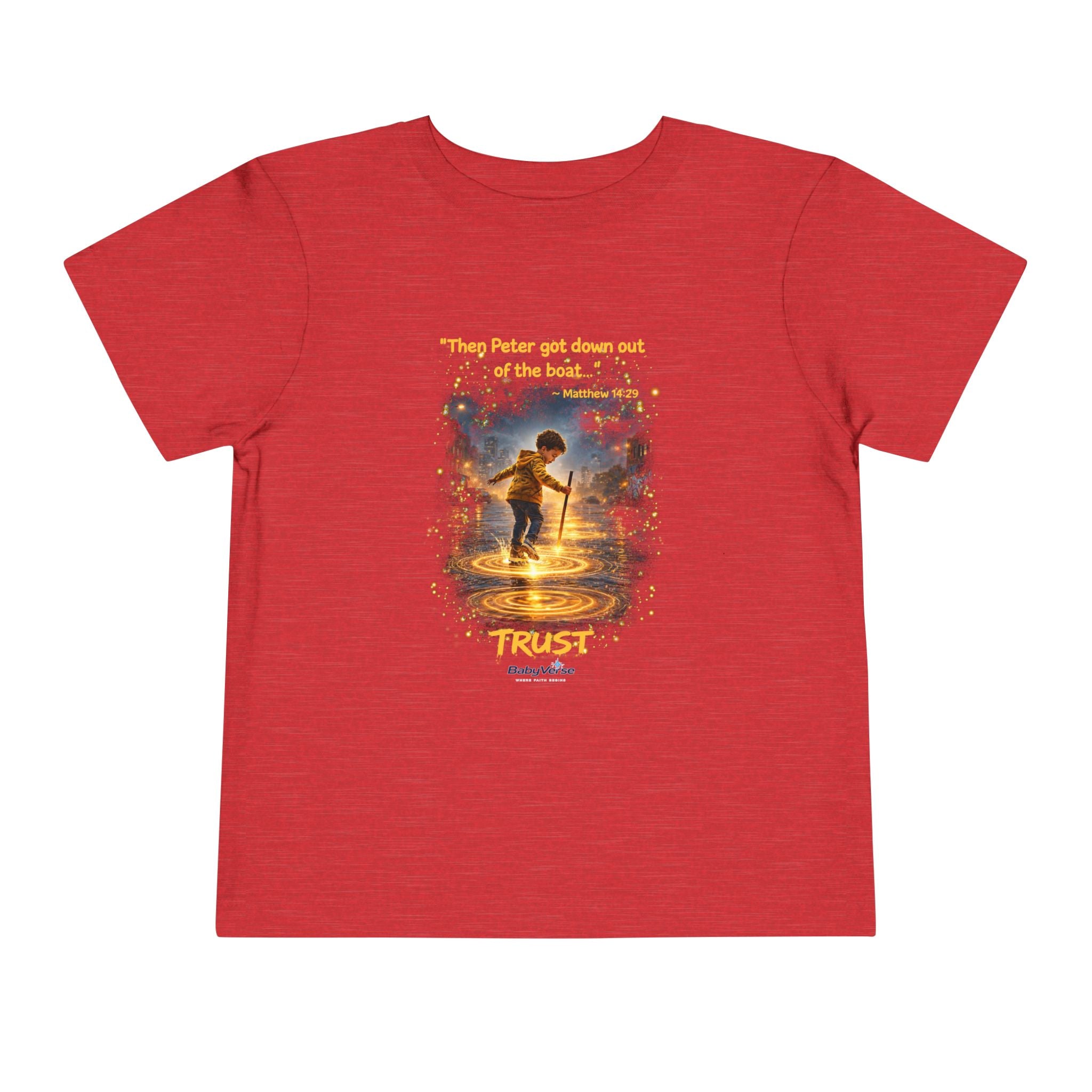 Toddler Tee — “Trust” Inspirational Christian Tee | Matthew 14:29 Faith Shirt for Kids