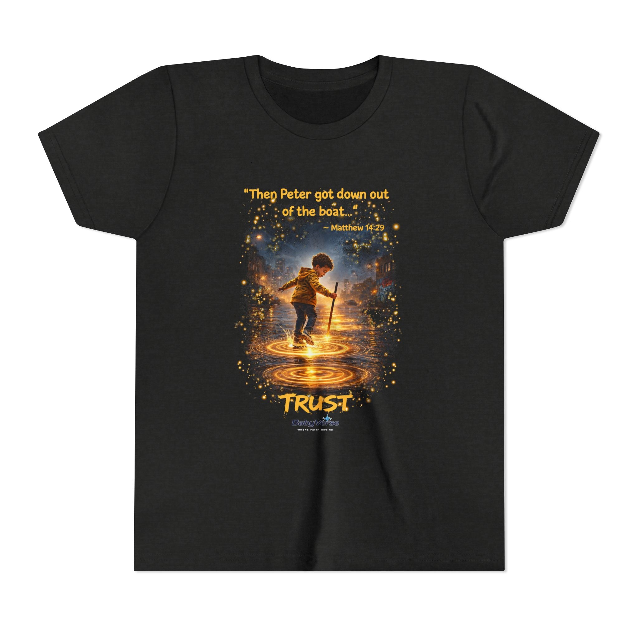 Youth Christian T-Shirt “Trust” | Matthew 14:29 Faith Kids Shirt | Inspirational Youth Tee