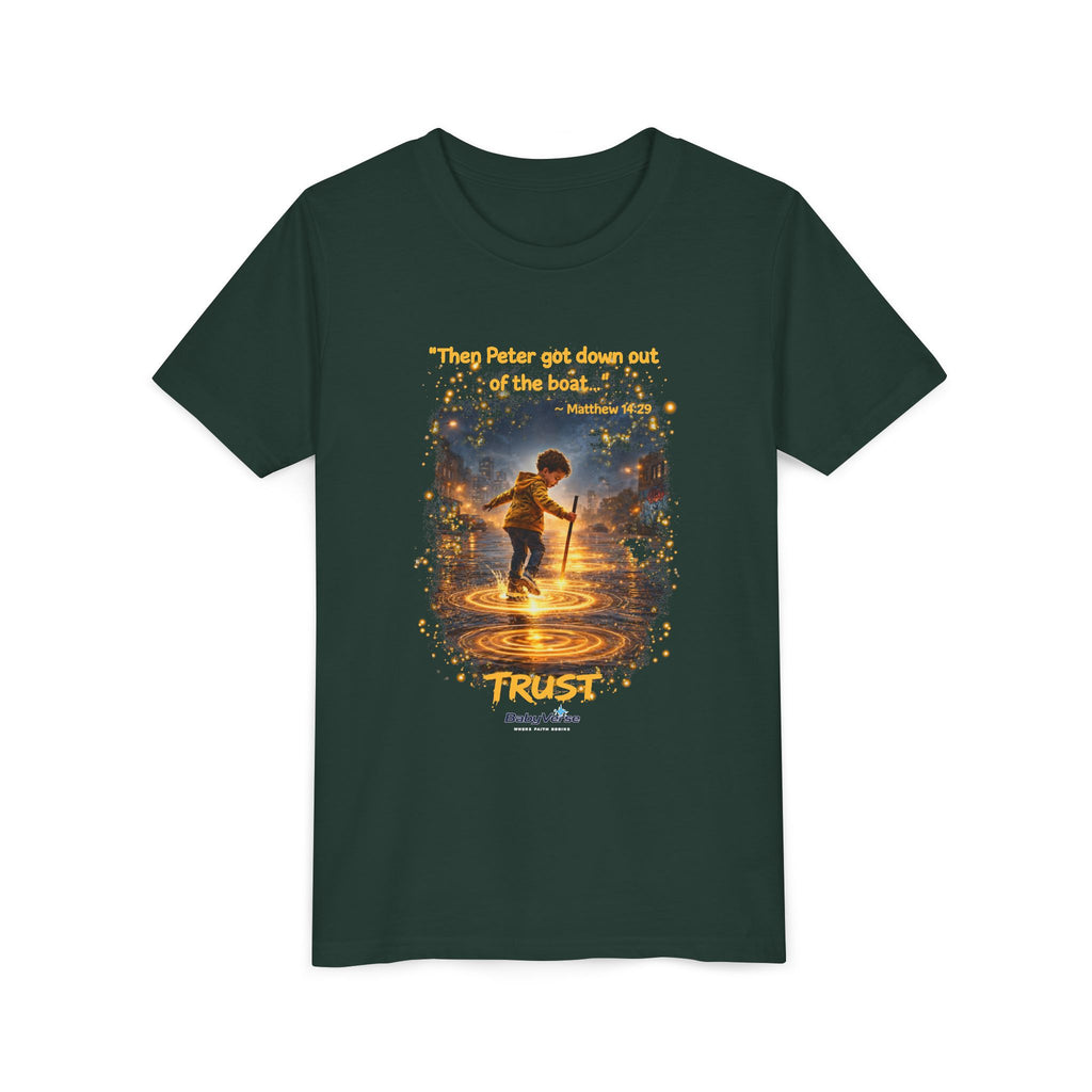 Youth Christian T-Shirt “Trust” | Matthew 14:29 Faith Kids Shirt | Inspirational Youth Tee