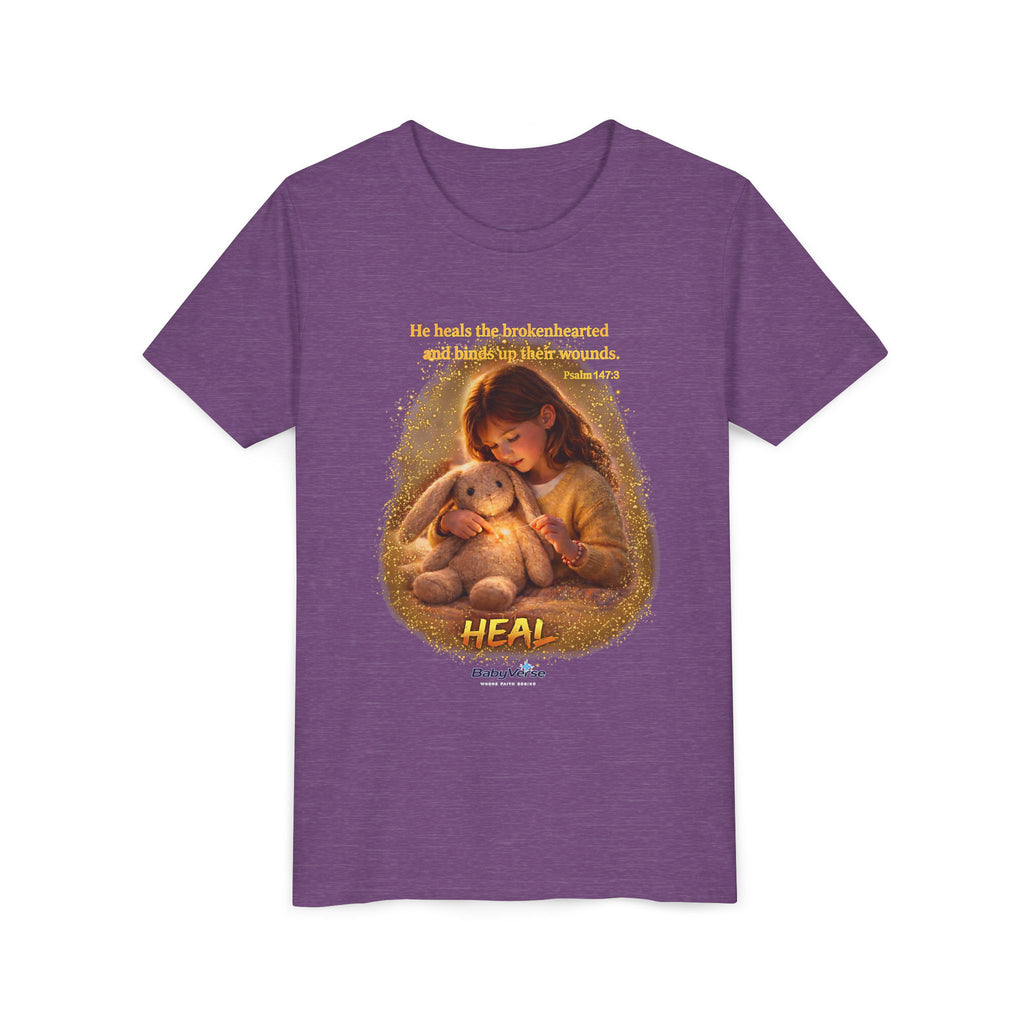 Youth Christian T-Shirt “Heal” | Psalm 148:3 Faith Based Kids Shirt | Inspirational Bible Verse Youth Tee