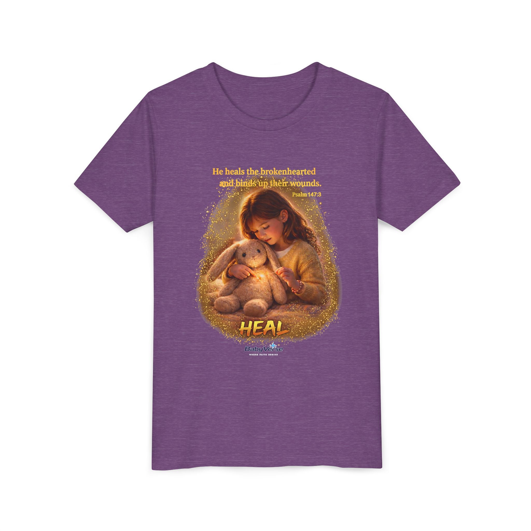 Youth Christian T-Shirt “Heal” | Psalm 148:3 Faith Based Kids Shirt | Inspirational Bible Verse Youth Tee