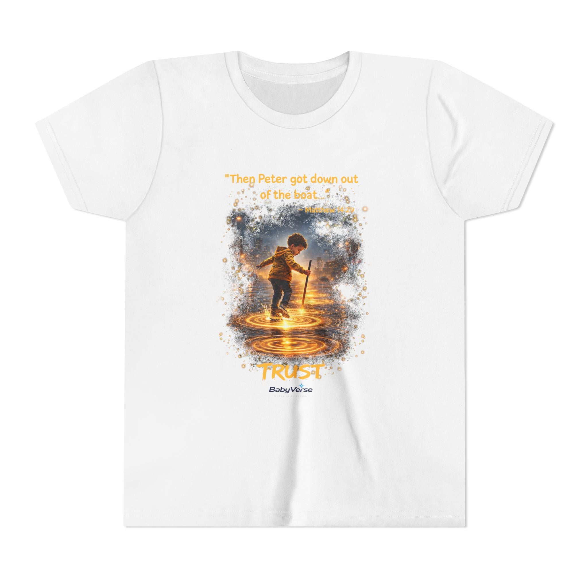 Youth Christian T-Shirt “Trust” | Matthew 14:29 Faith Kids Shirt | Inspirational Youth Tee