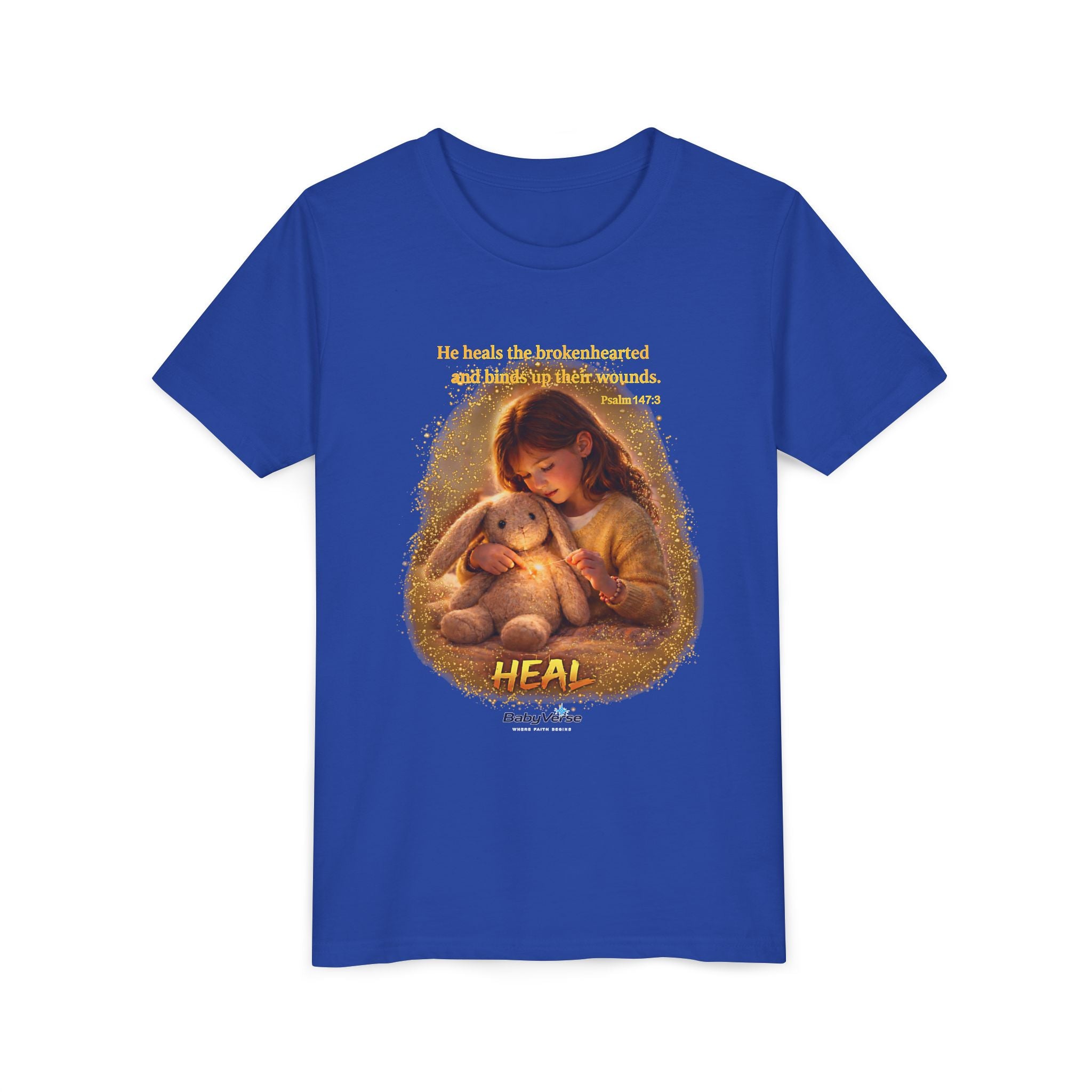 Youth Christian T-Shirt “Heal” | Psalm 148:3 Faith Based Kids Shirt | Inspirational Bible Verse Youth Tee