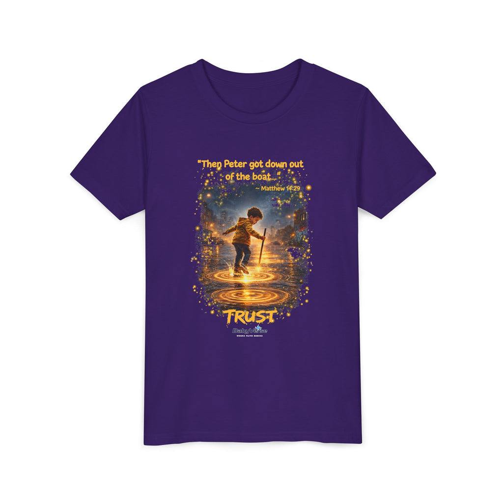 Youth Christian T-Shirt “Trust” | Matthew 14:29 Faith Kids Shirt | Inspirational Youth Tee