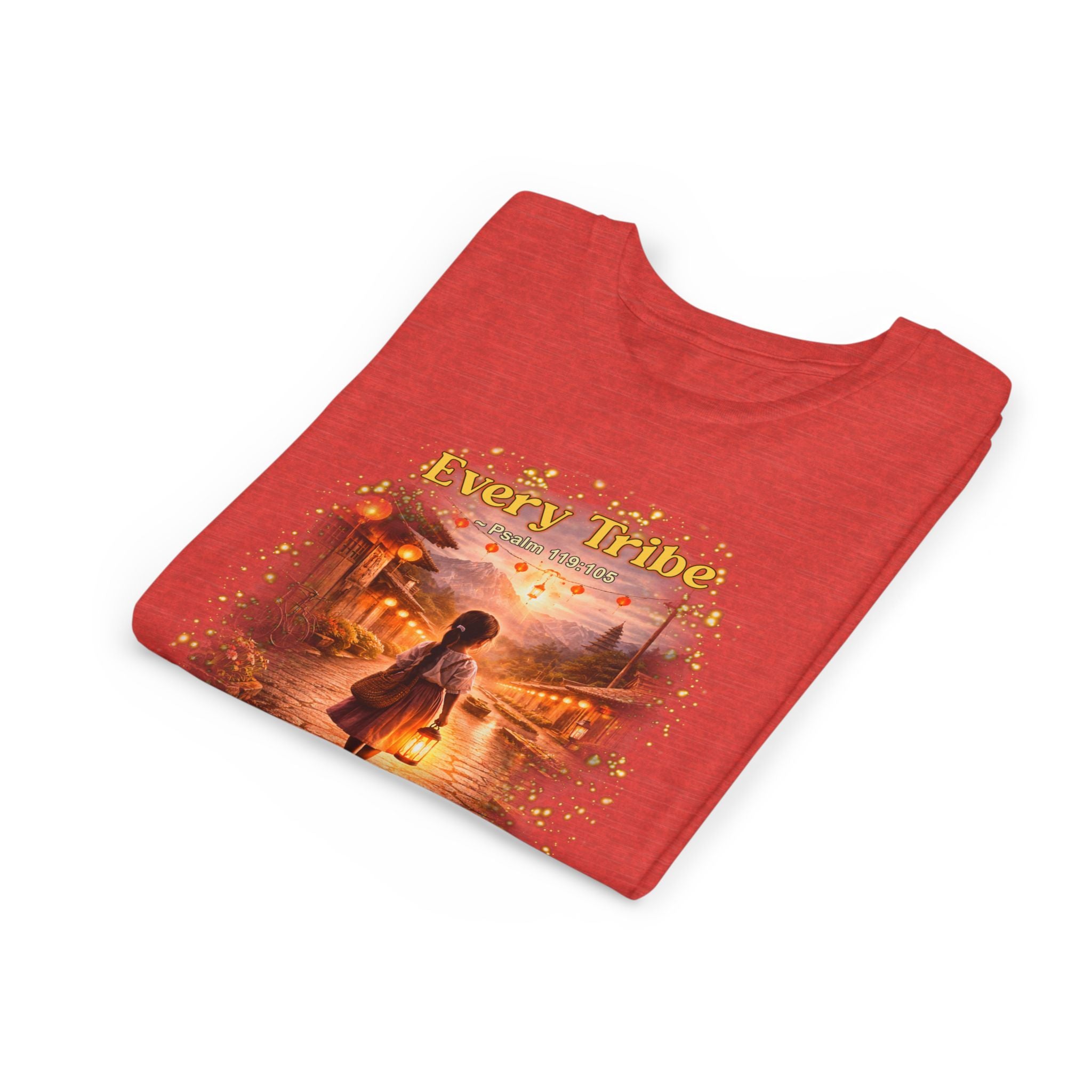 Youth Christian T-Shirt “Light Lives Here” | Psalm 119:105 Faith Kids Shirt | Inspirational Youth Tee