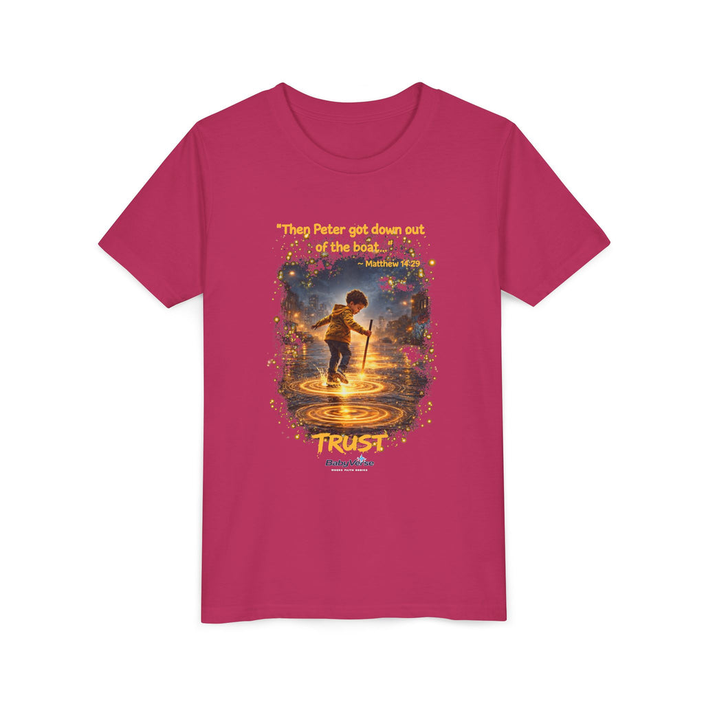 Youth Christian T-Shirt “Trust” | Matthew 14:29 Faith Kids Shirt | Inspirational Youth Tee