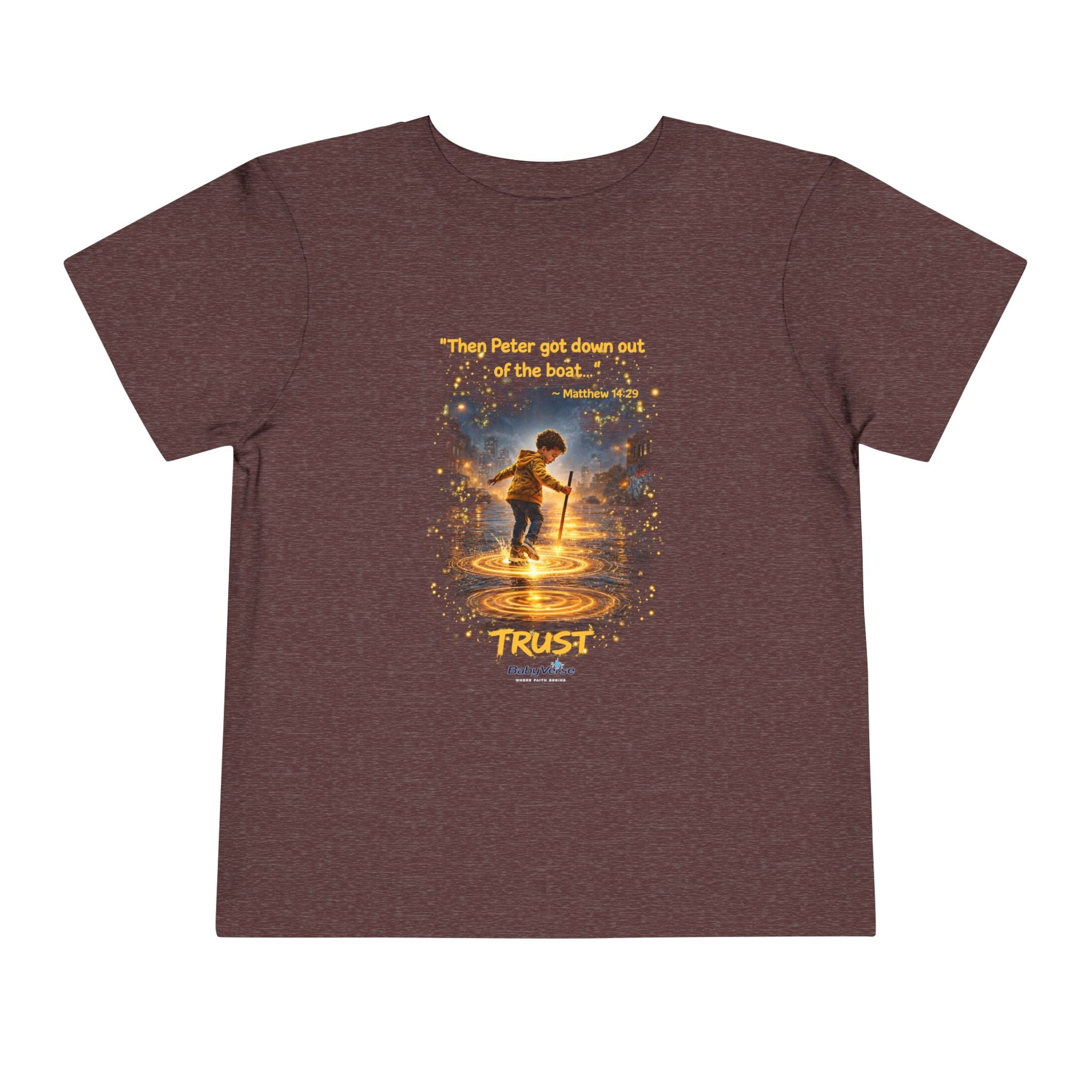 Toddler Tee — “Trust” Inspirational Christian Tee | Matthew 14:29 Faith Shirt for Kids