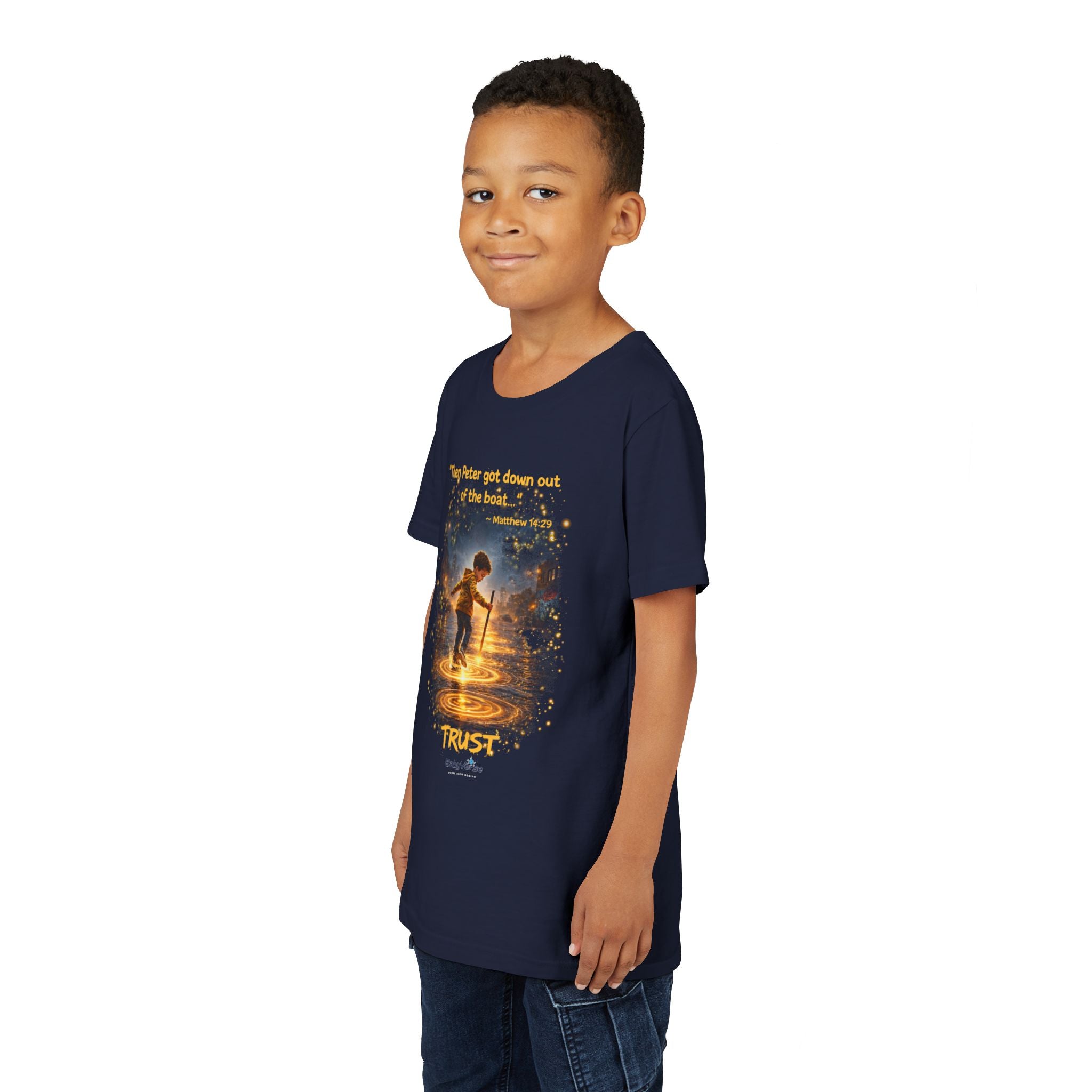 Youth Christian T-Shirt “Trust” | Matthew 14:29 Faith Kids Shirt | Inspirational Youth Tee