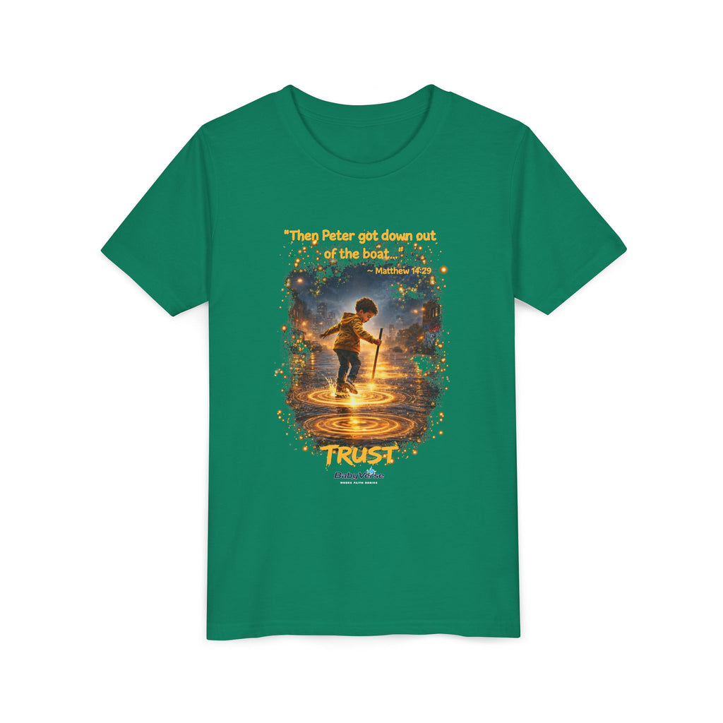 Youth Christian T-Shirt “Trust” | Matthew 14:29 Faith Kids Shirt | Inspirational Youth Tee